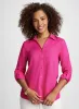 Linen-Blend Roll-Up Sleeve Blouse sold by Laura