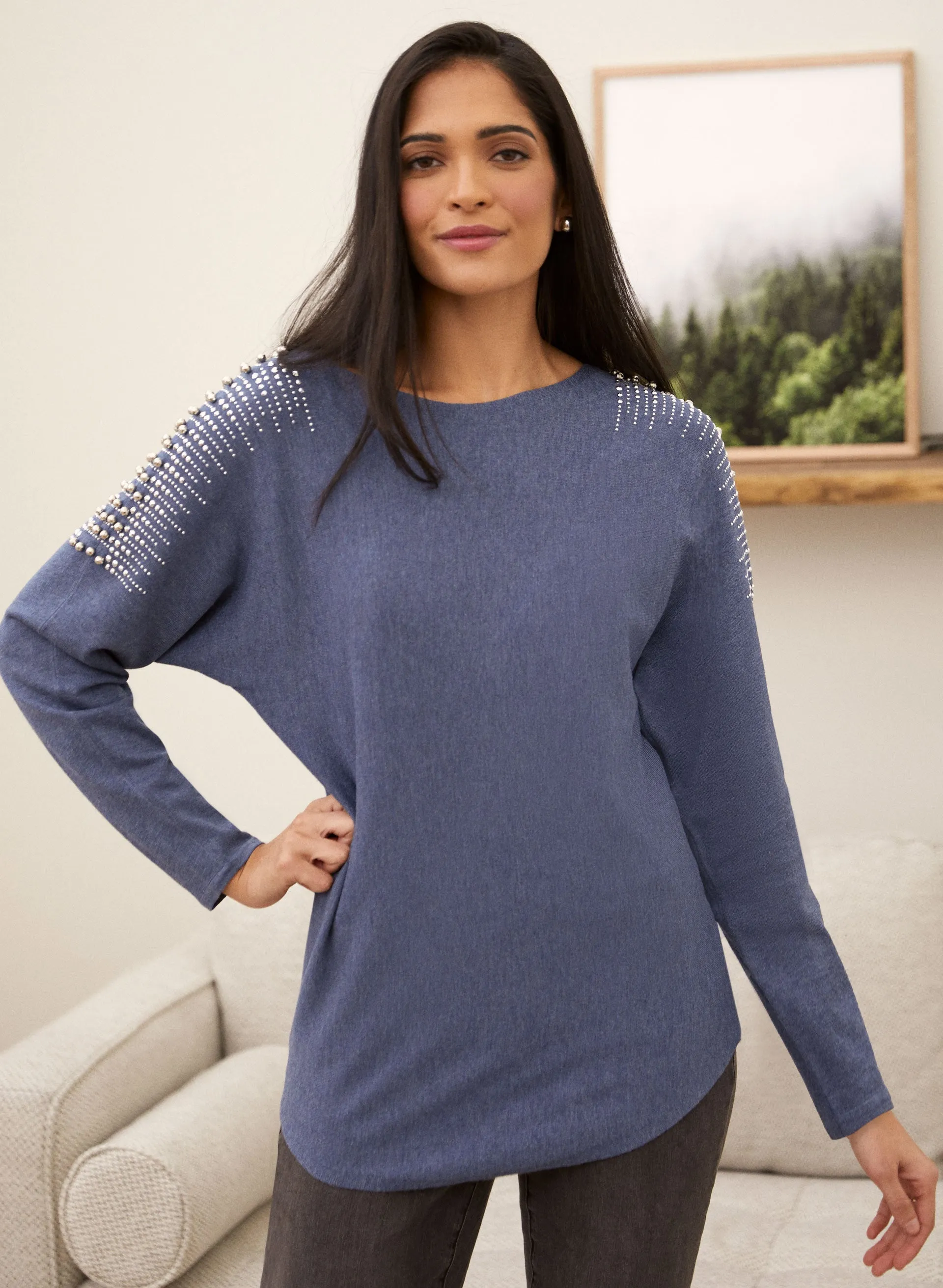 Stud Detail Dolman Sleeve Sweater sold by Laura