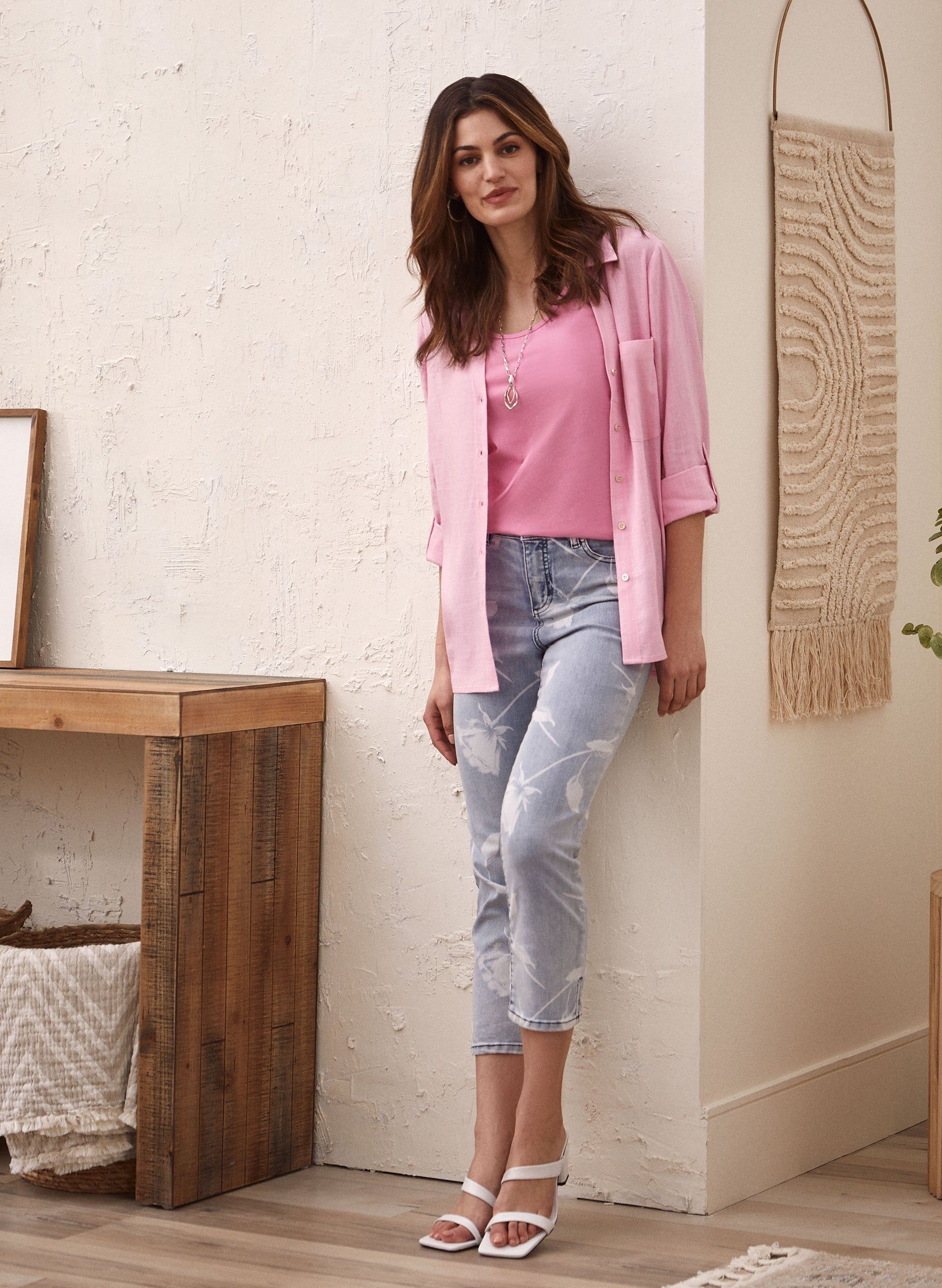 Roll-Up Sleeve Linen-Blend Blouse sold by Laura product image thumbnail 3