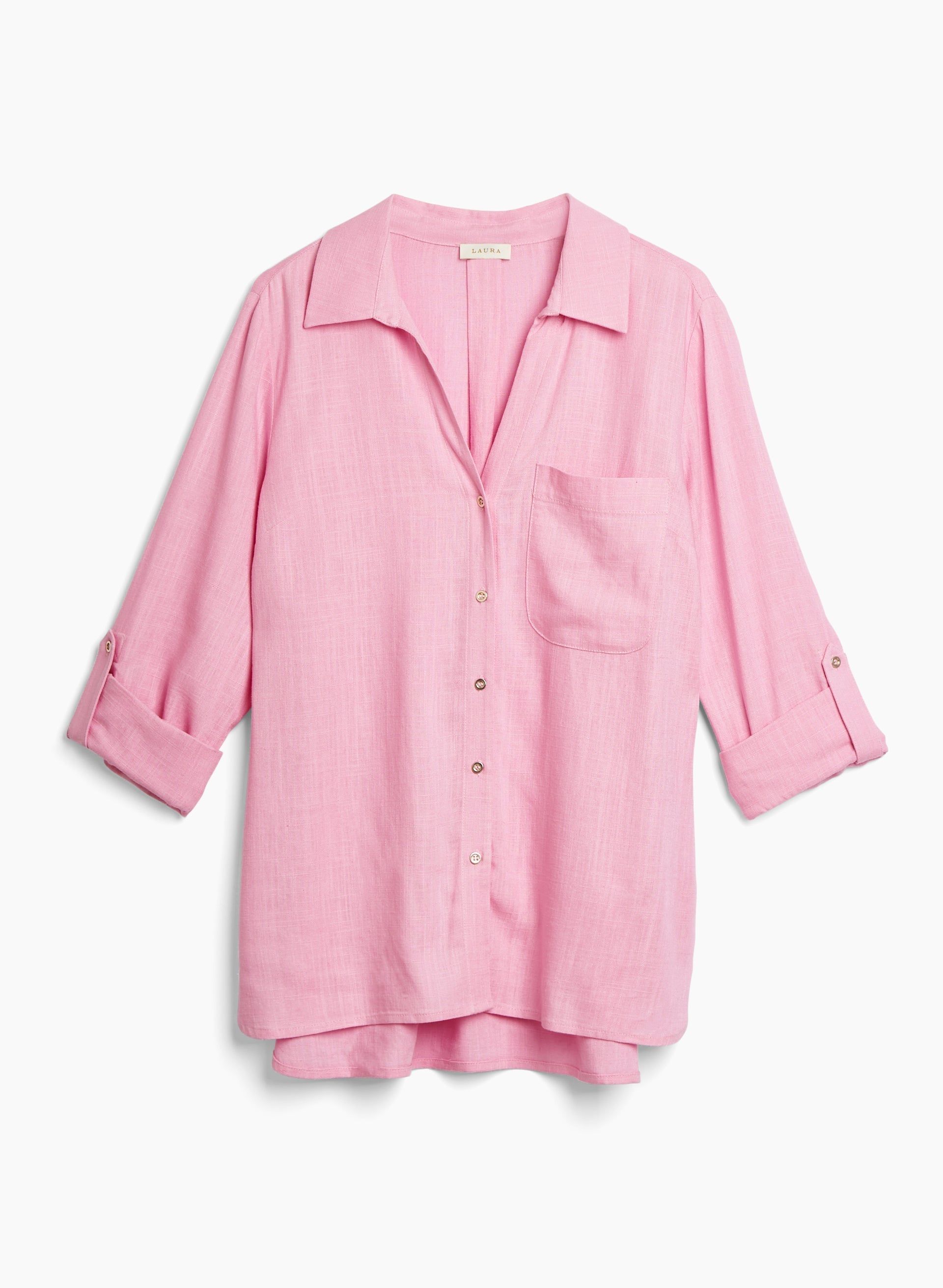 Roll-Up Sleeve Linen-Blend Blouse sold by Laura product image thumbnail 5