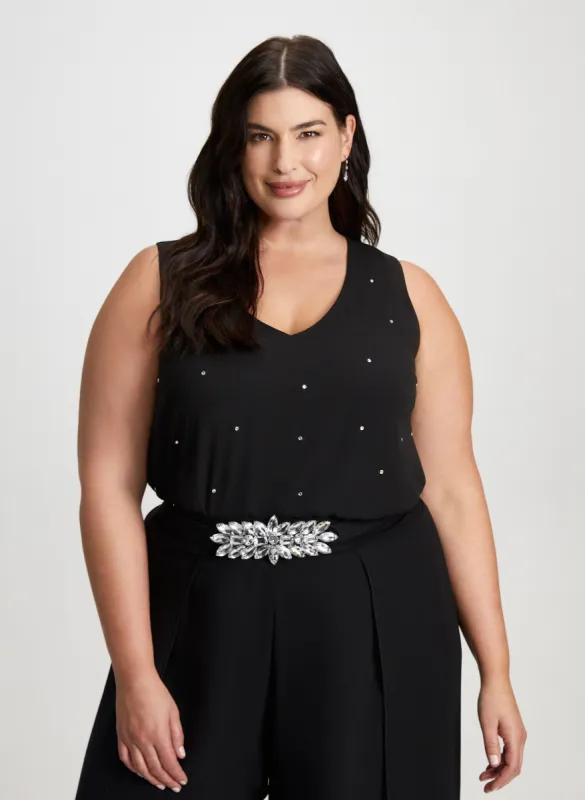 Rhinestone Detail Sleeveless Top sold by Laura