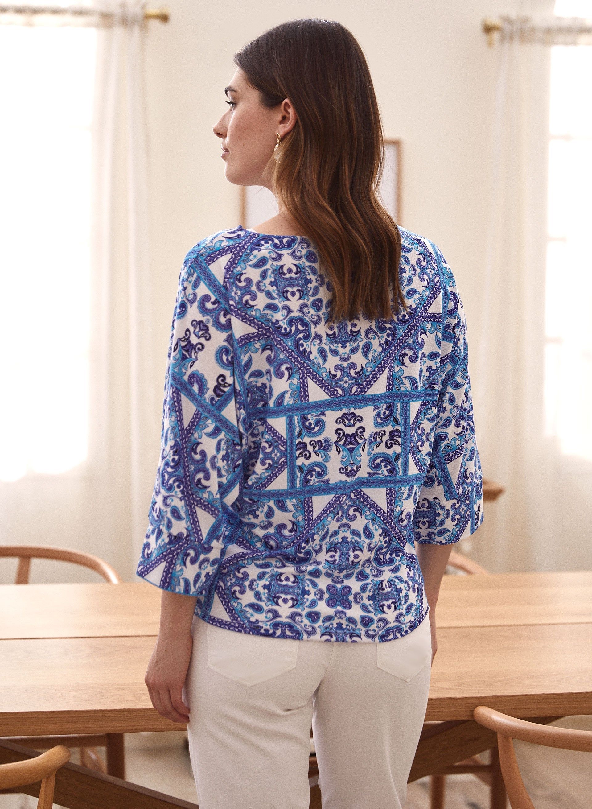 Tile Print 3/4 Sleeve Top sold by Laura product image thumbnail 4