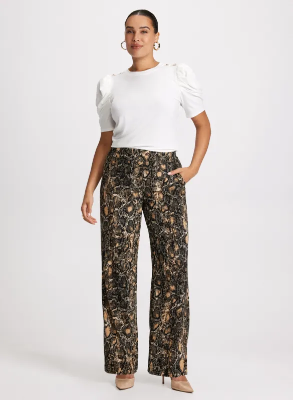 Puff Sleeve Top & Snake Print Pants sold by Laura