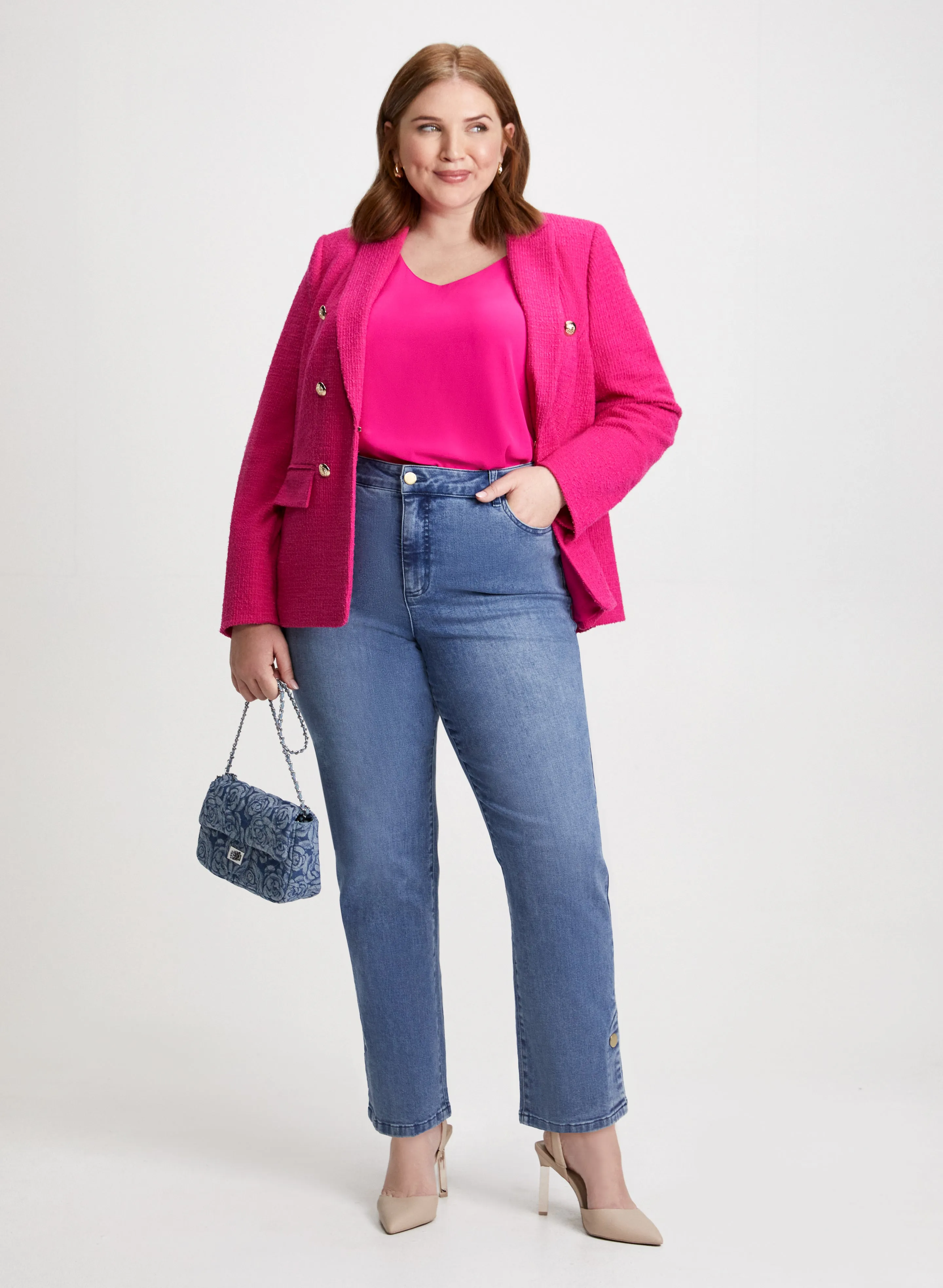 Bouclé Jacket & Straight Leg Jeans sold by Laura