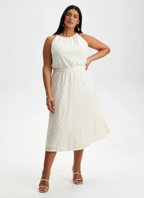 Diamond Lace Stretch Halter Dress sold by Laura