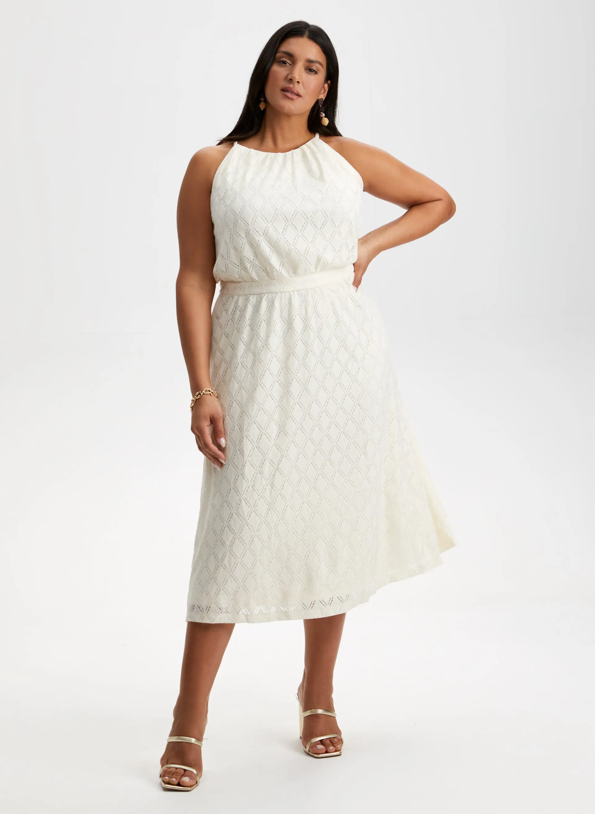 Diamond Lace Stretch Halter Dress sold by Laura