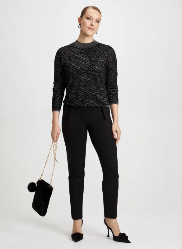 Zebra Print Sweater & Bow Detail Pants sold by Laura