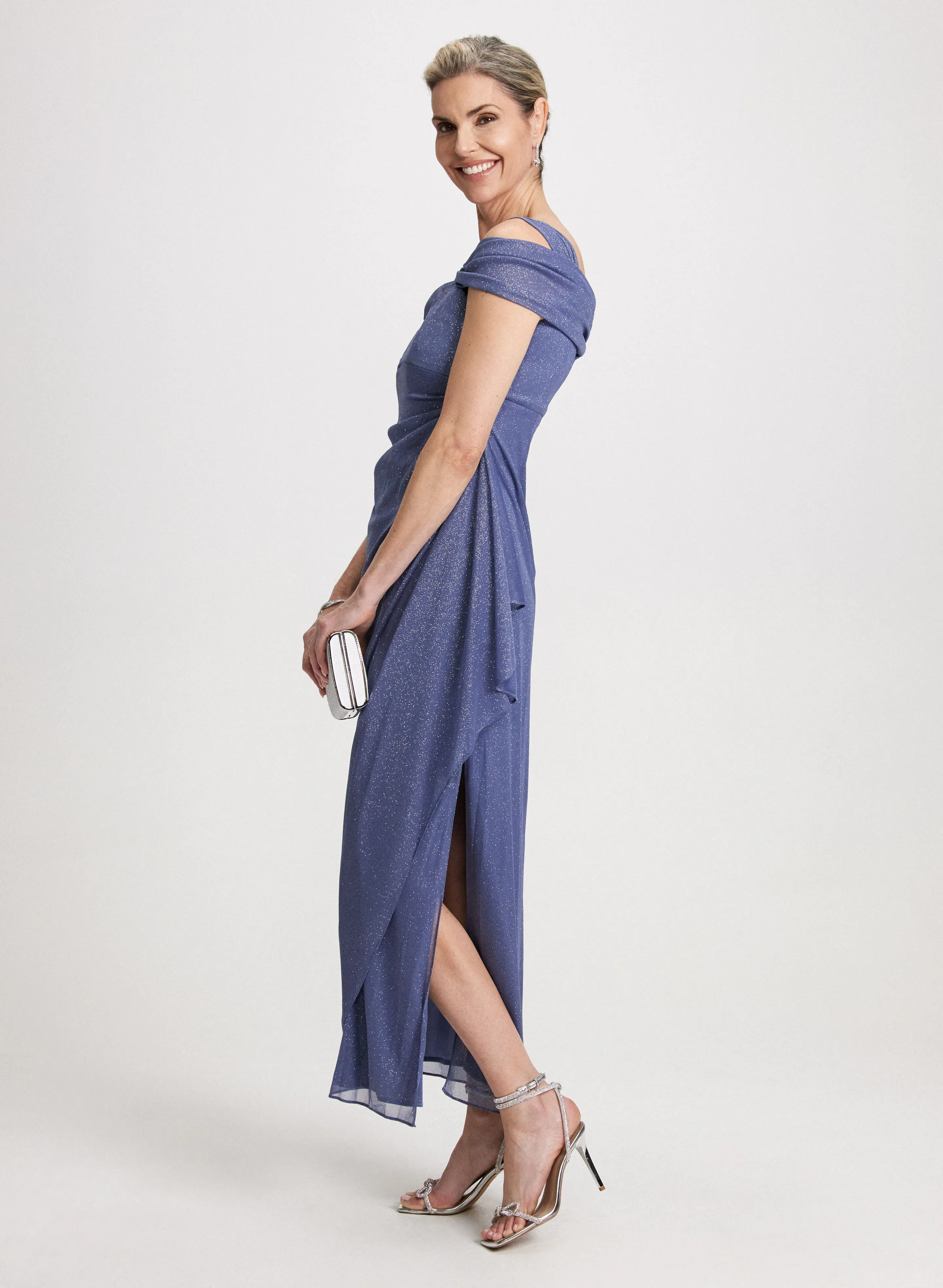 Cold-Shoulder Glitter Dress sold by Laura product image thumbnail 3