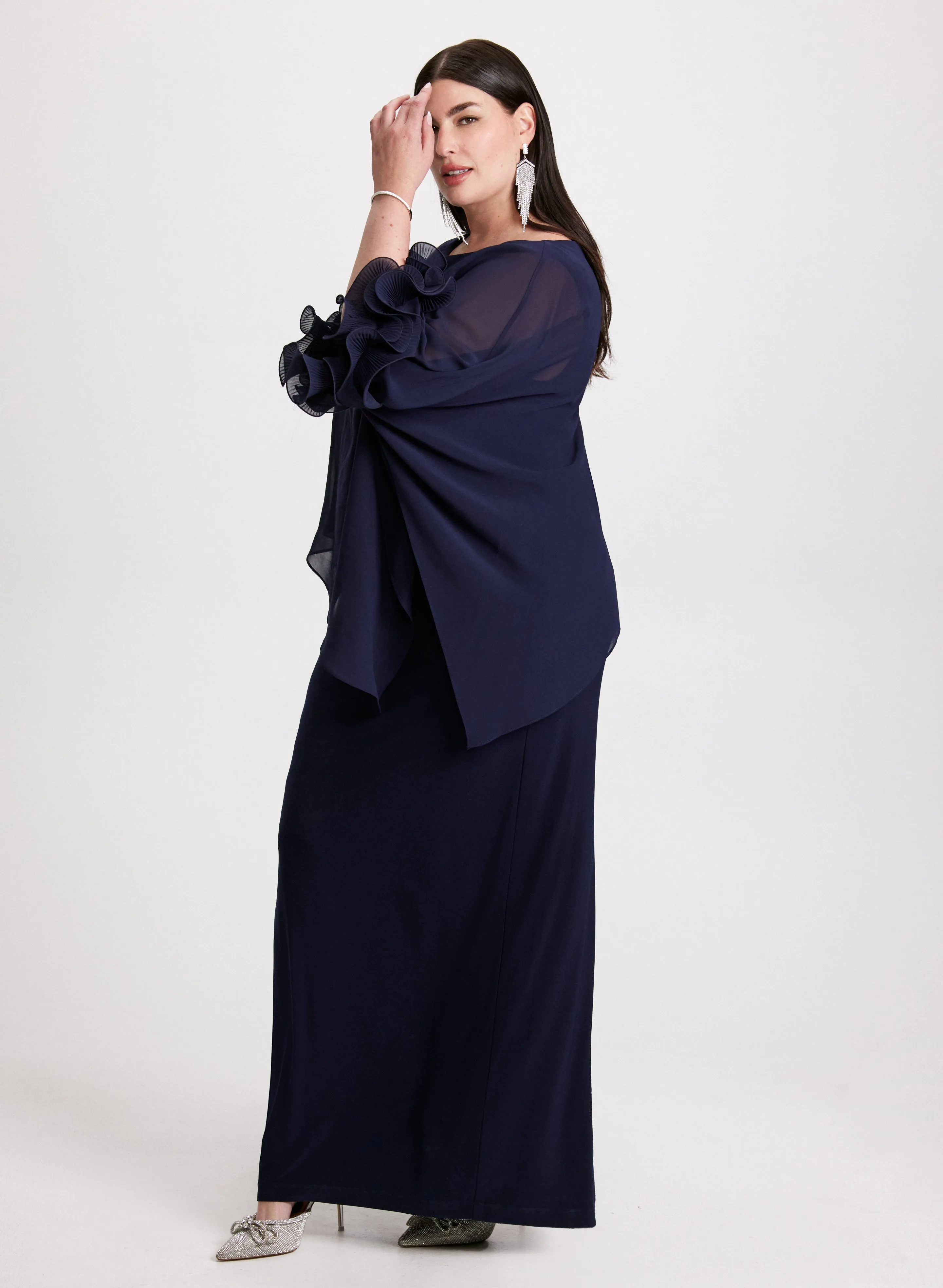 Asymmetric Poncho-Effect Maxi Dress sold by Laura product image thumbnail 2