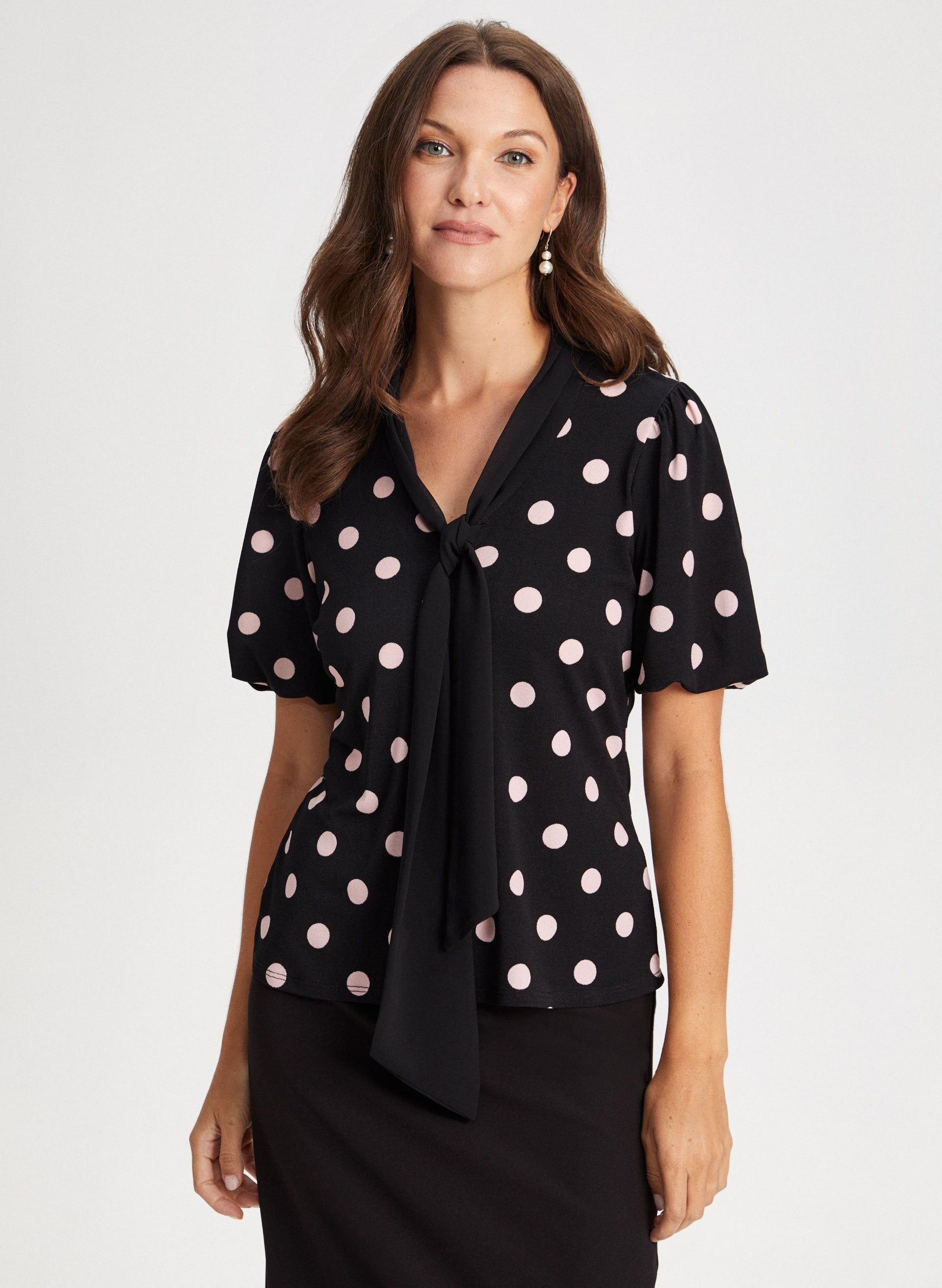 Tie Neck Dot Print Top sold by Laura product image thumbnail 5