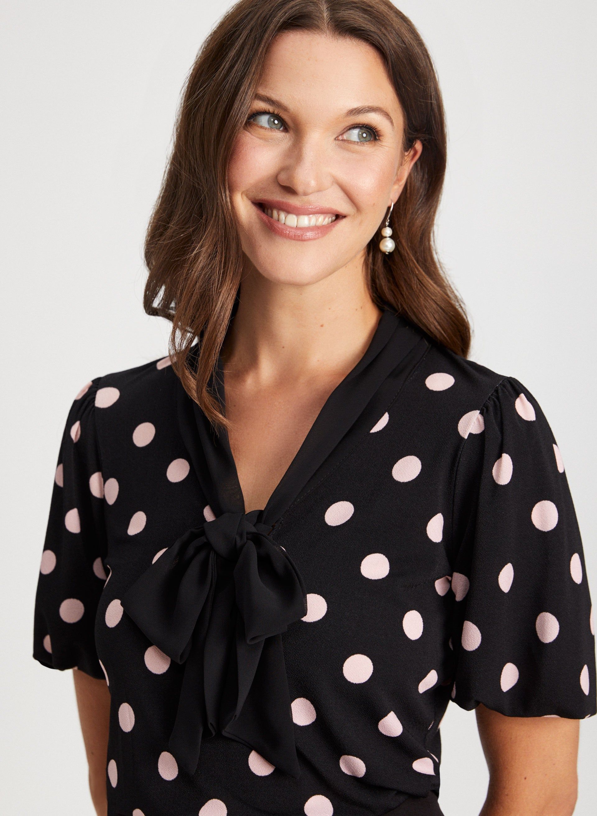 Tie Neck Dot Print Top sold by Laura product image thumbnail 2