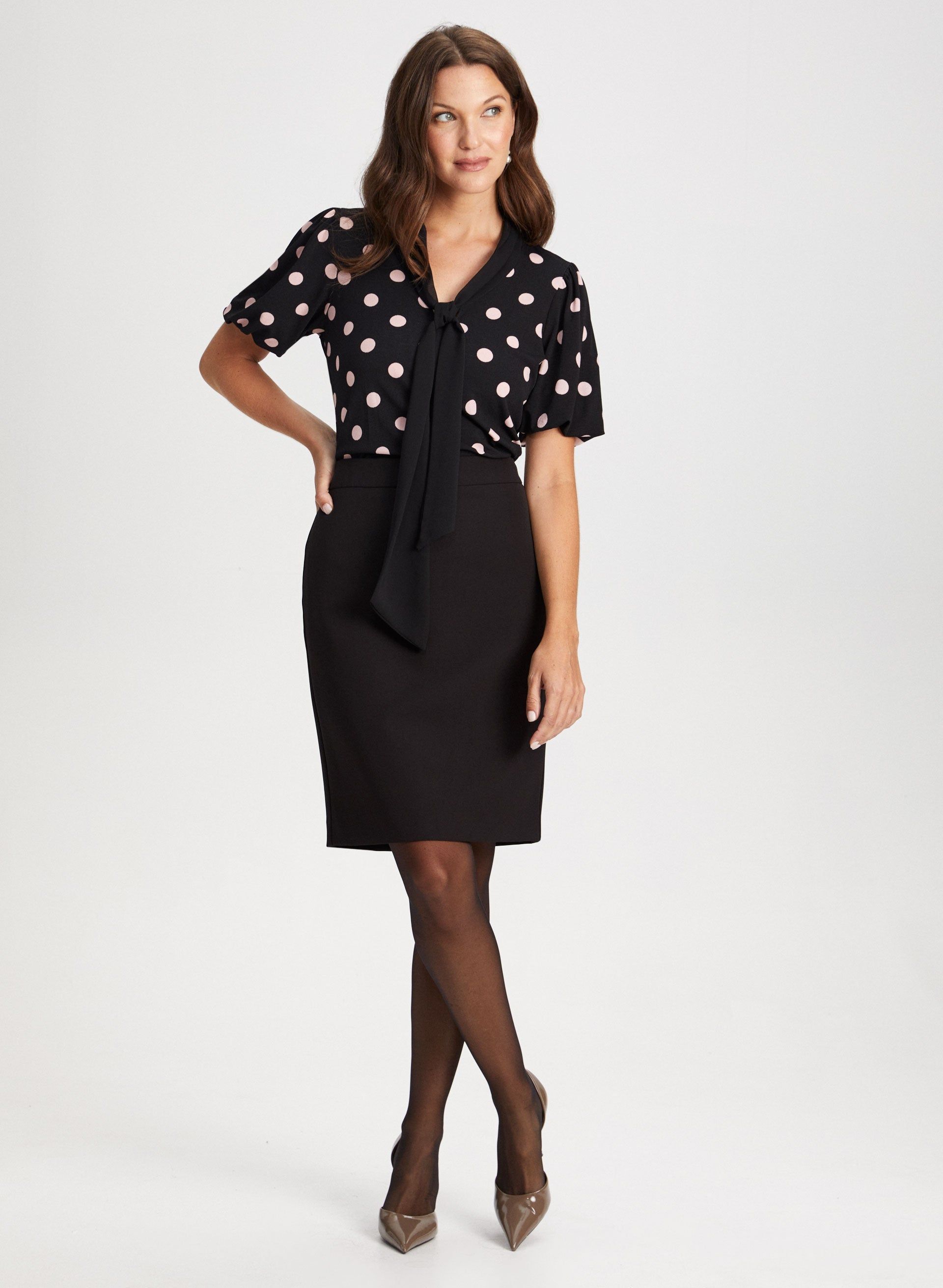 Tie Neck Dot Print Top sold by Laura product image thumbnail 3