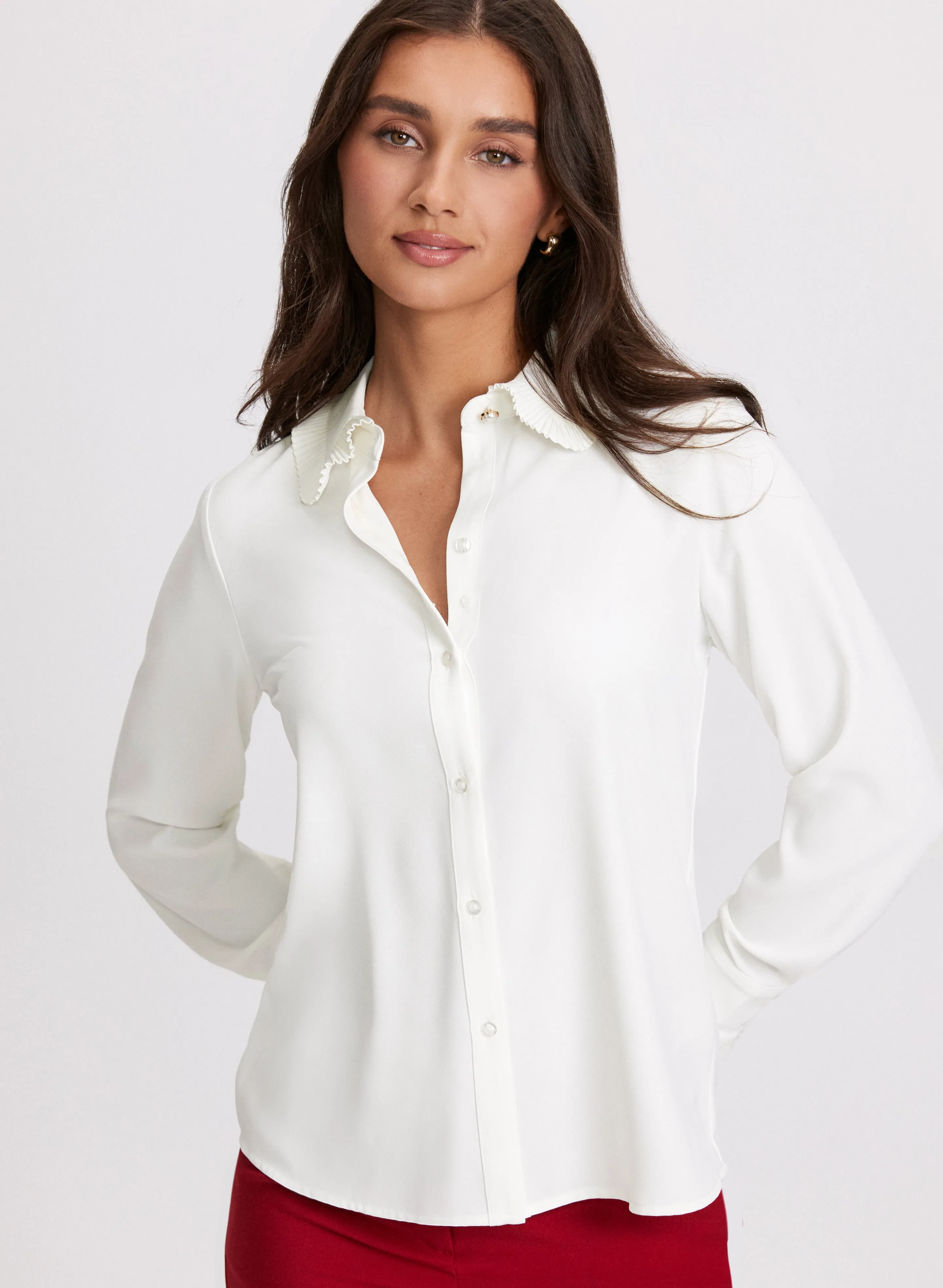 Pleated Detail Button-Up Blouse sold by Laura product image thumbnail 2