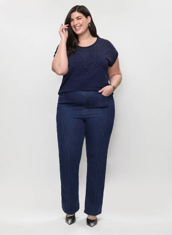 Embellished Cap Sleeve T-Shirt & Pull-On Bootcut Jeans sold by Laura