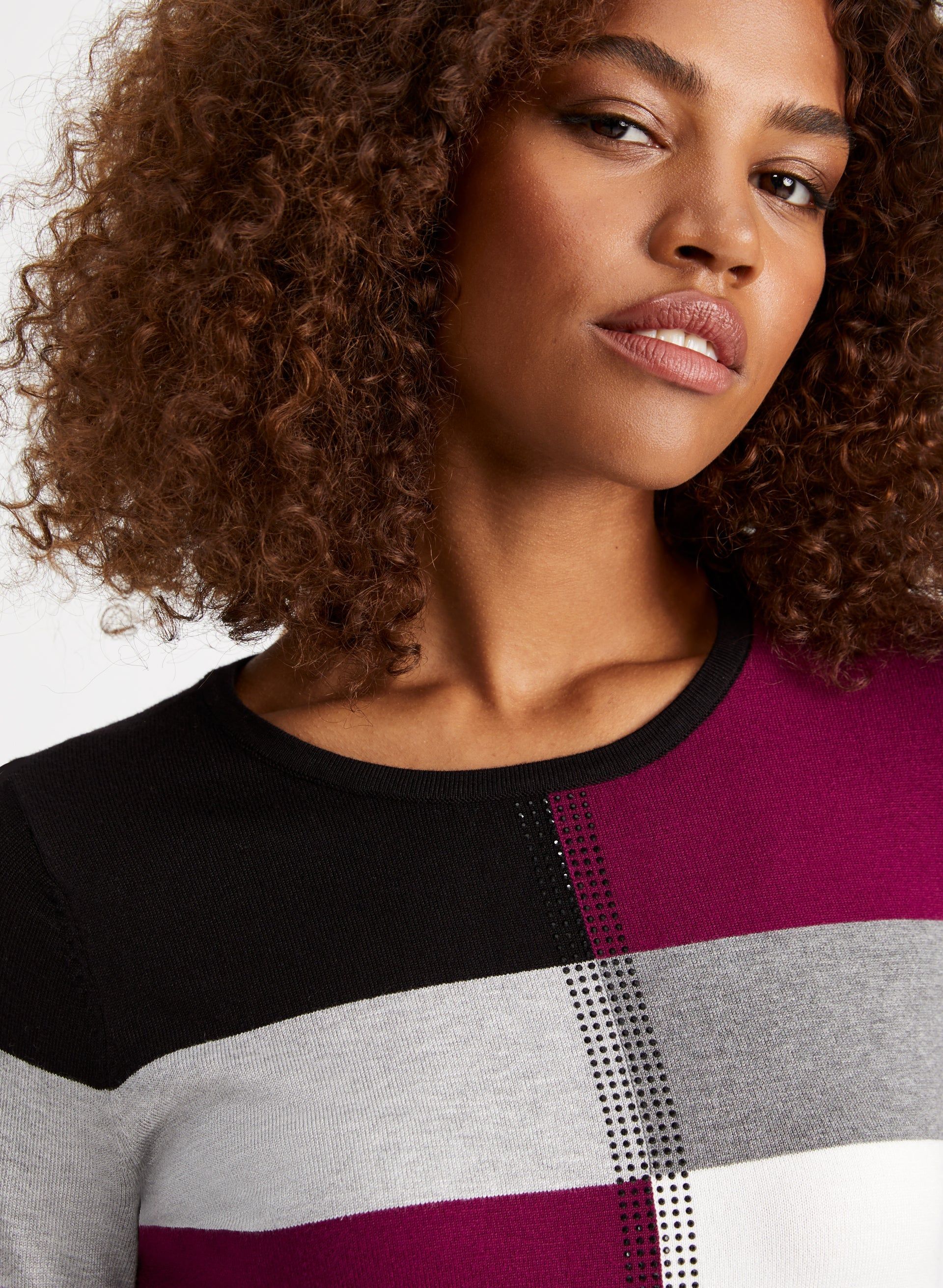 Rhinestone Trim Colour Block Sweater sold by Laura product image thumbnail 2