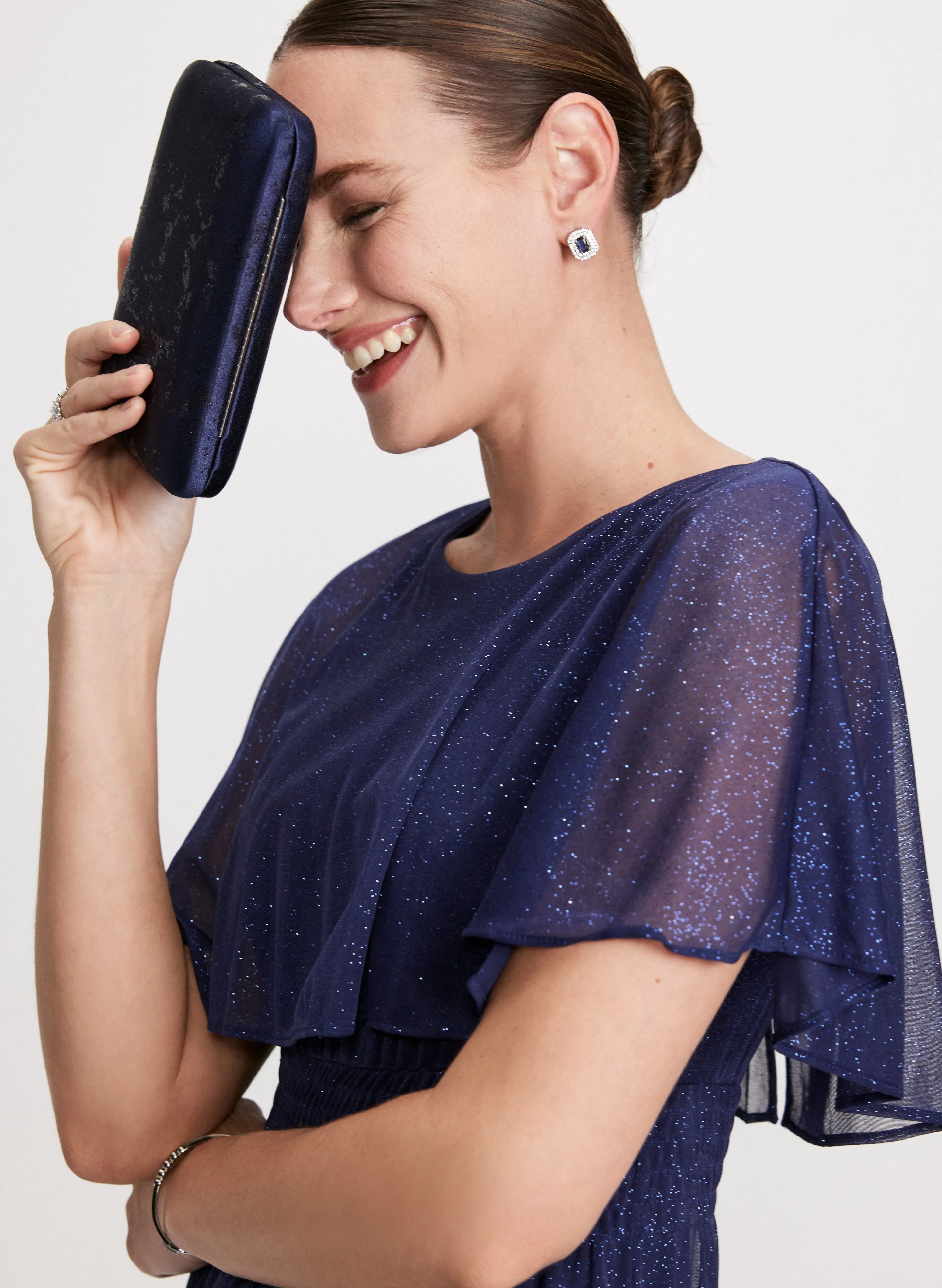 Glitter Chiffon Capelet Dress sold by Laura product image thumbnail 4