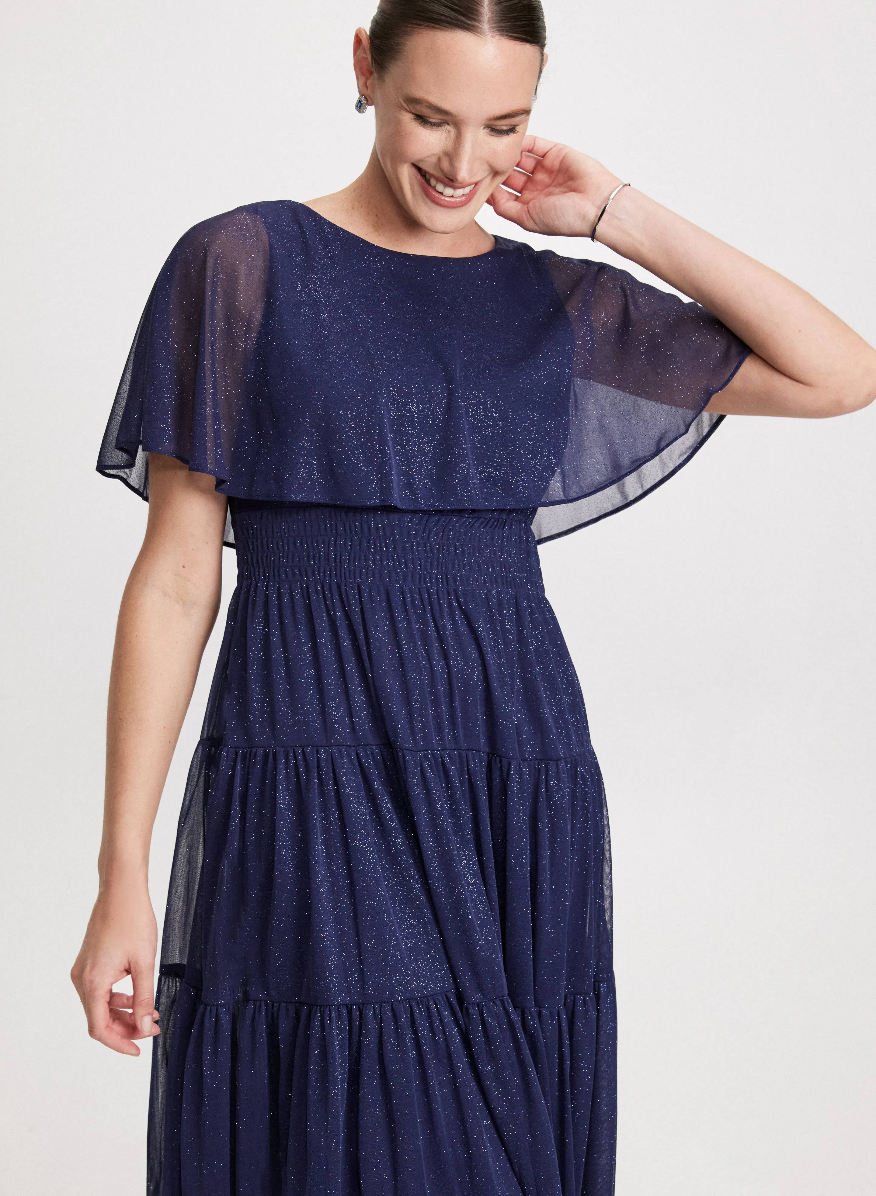 Glitter Chiffon Capelet Dress sold by Laura product image thumbnail 5