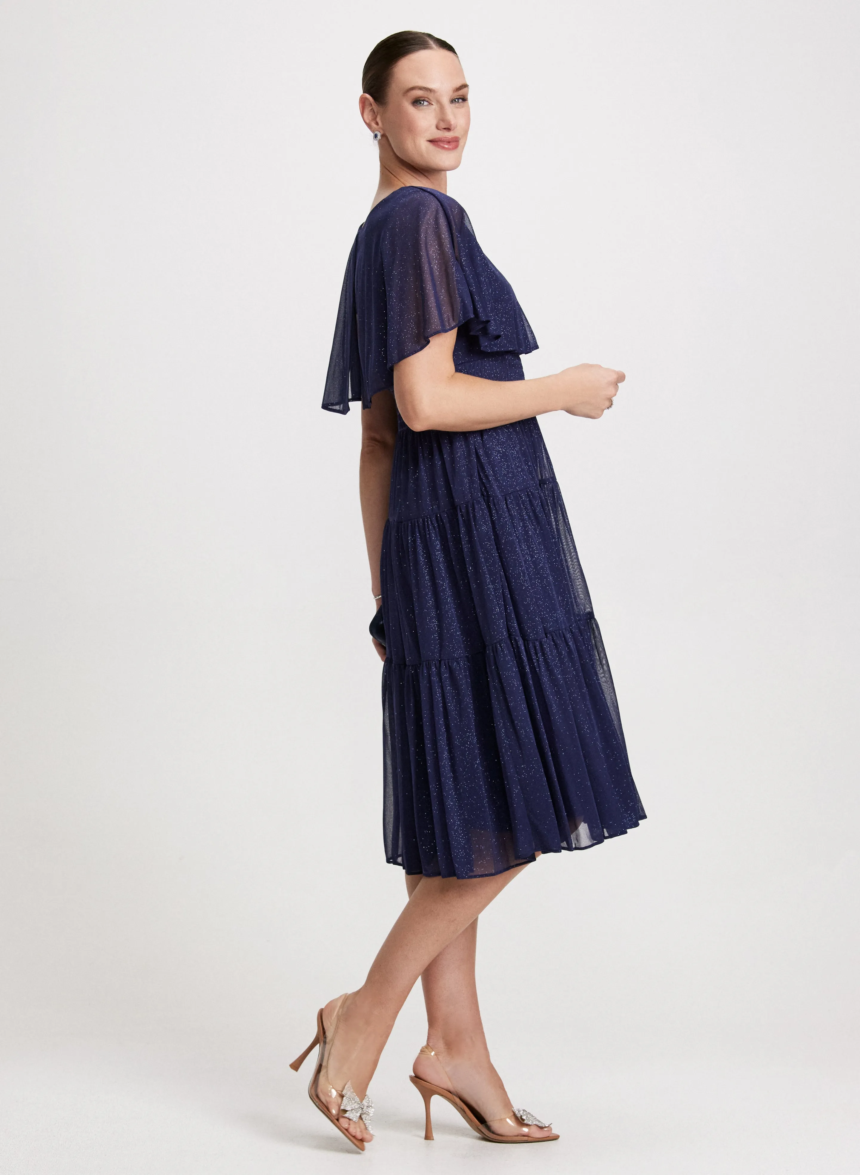 Glitter Chiffon Capelet Dress sold by Laura product image thumbnail 2