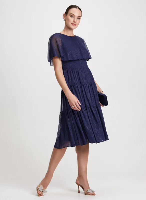 Glitter Chiffon Capelet Dress sold by Laura