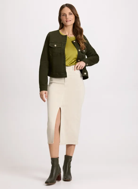 Cargo Pocket Denim Jacket & Denim Skirt sold by Laura