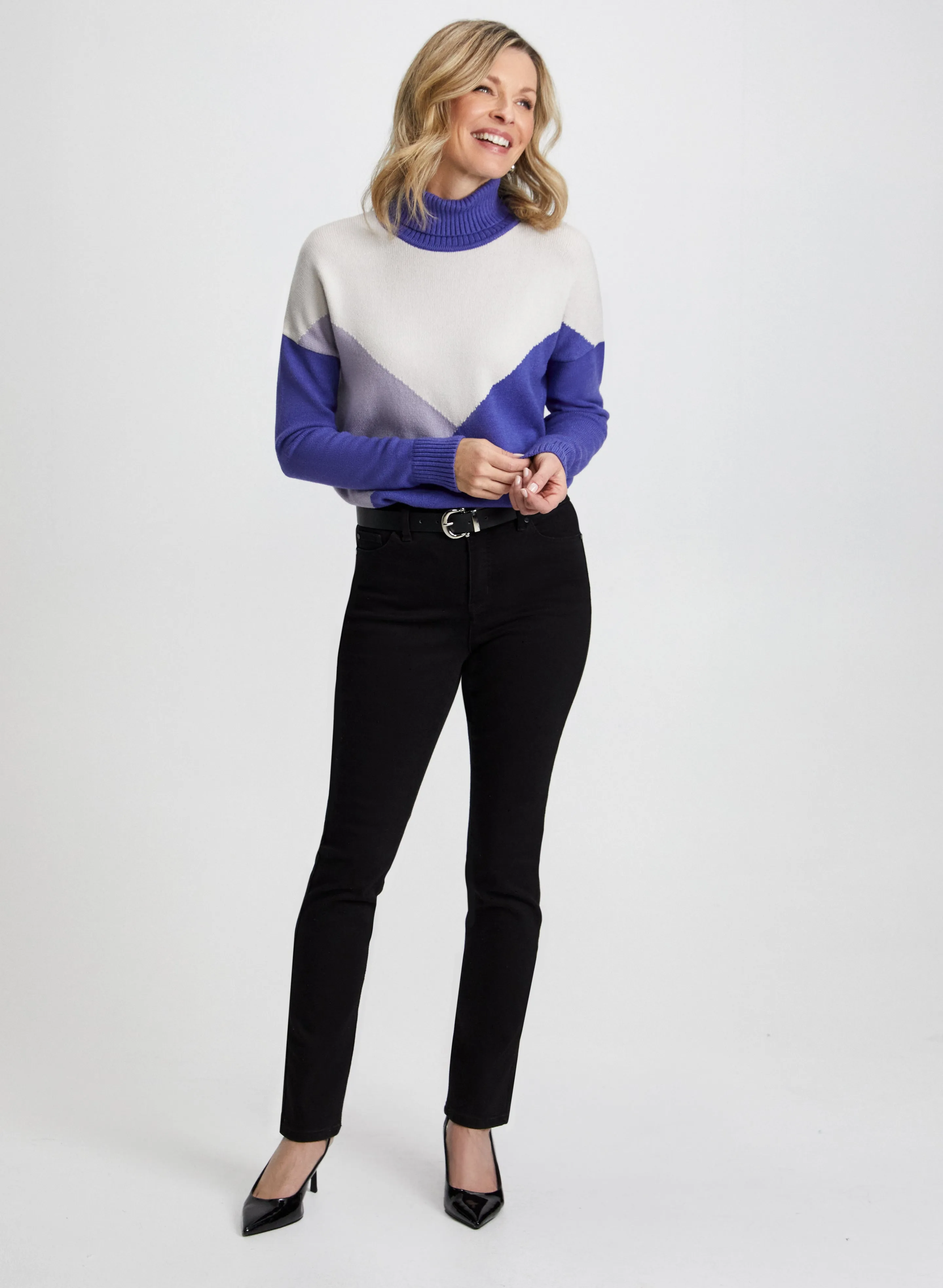 Colour Block Sweater & Rhinestone Detail Jeans sold by Laura