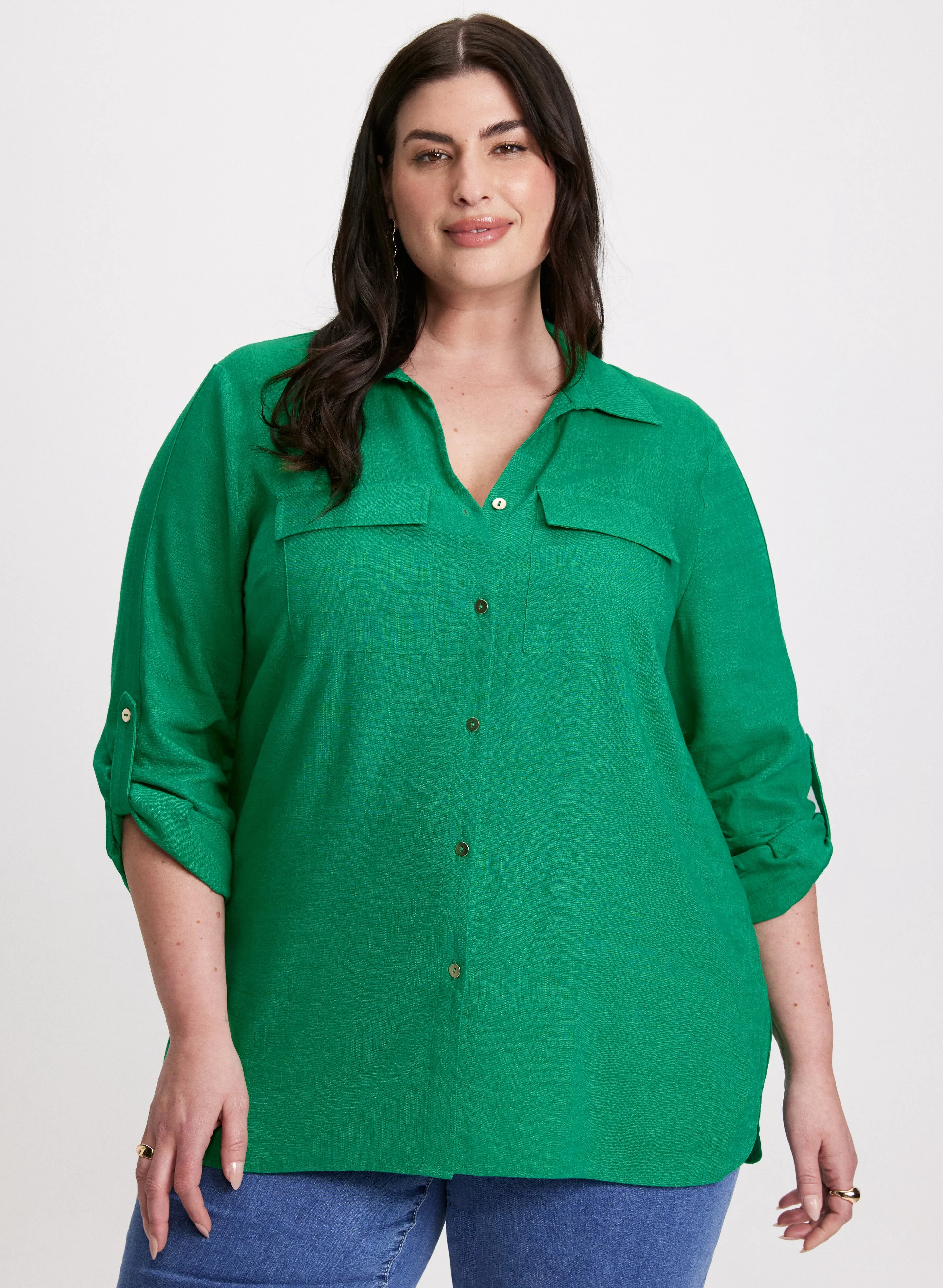 Rolled Sleeves Linen Blend Blouse sold by Laura product image thumbnail 5