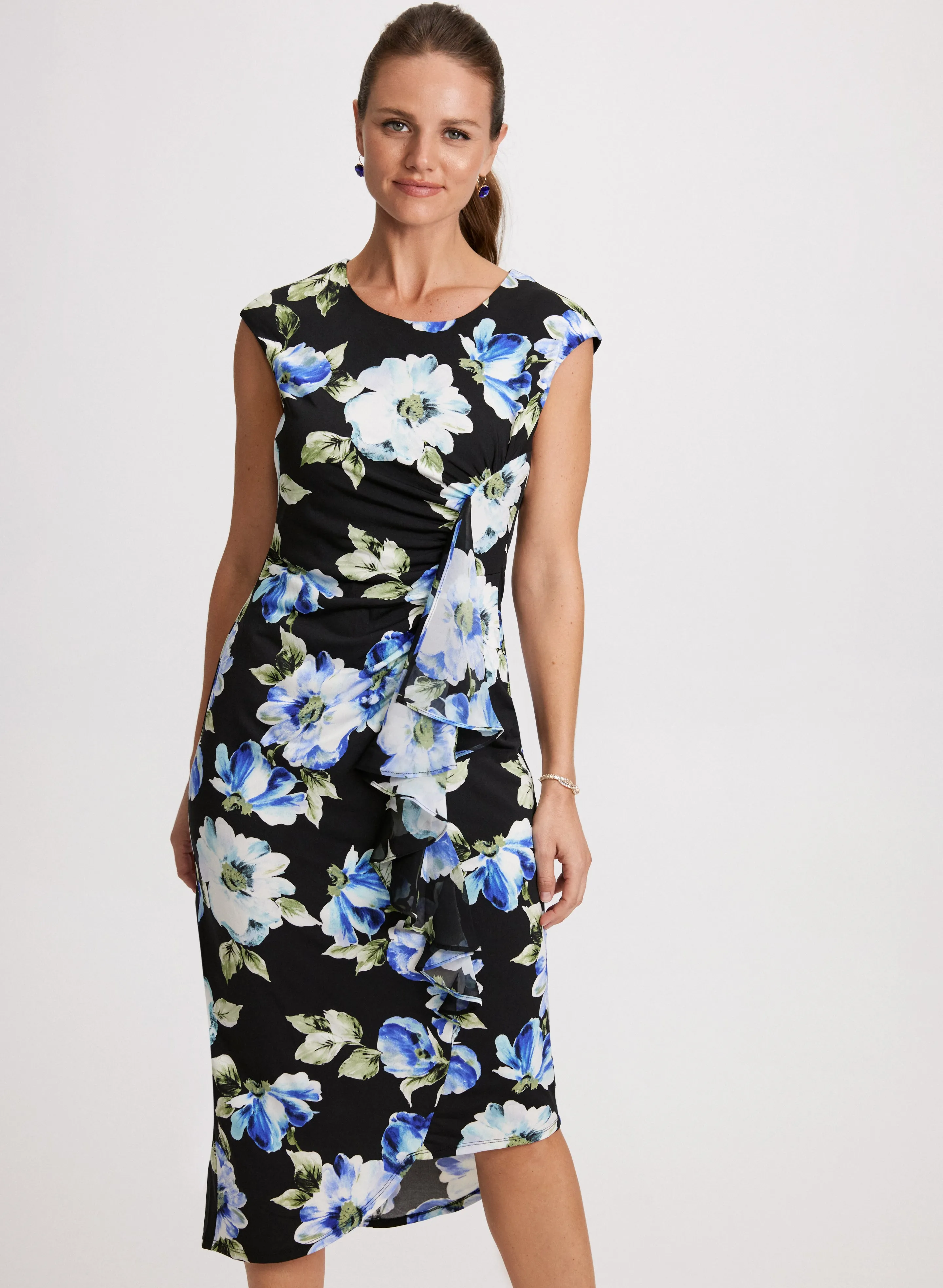 Flounced Asymmetric Floral Dress sold by Laura product image thumbnail 5