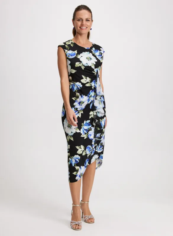 Flounced Asymmetric Floral Dress sold by Laura
