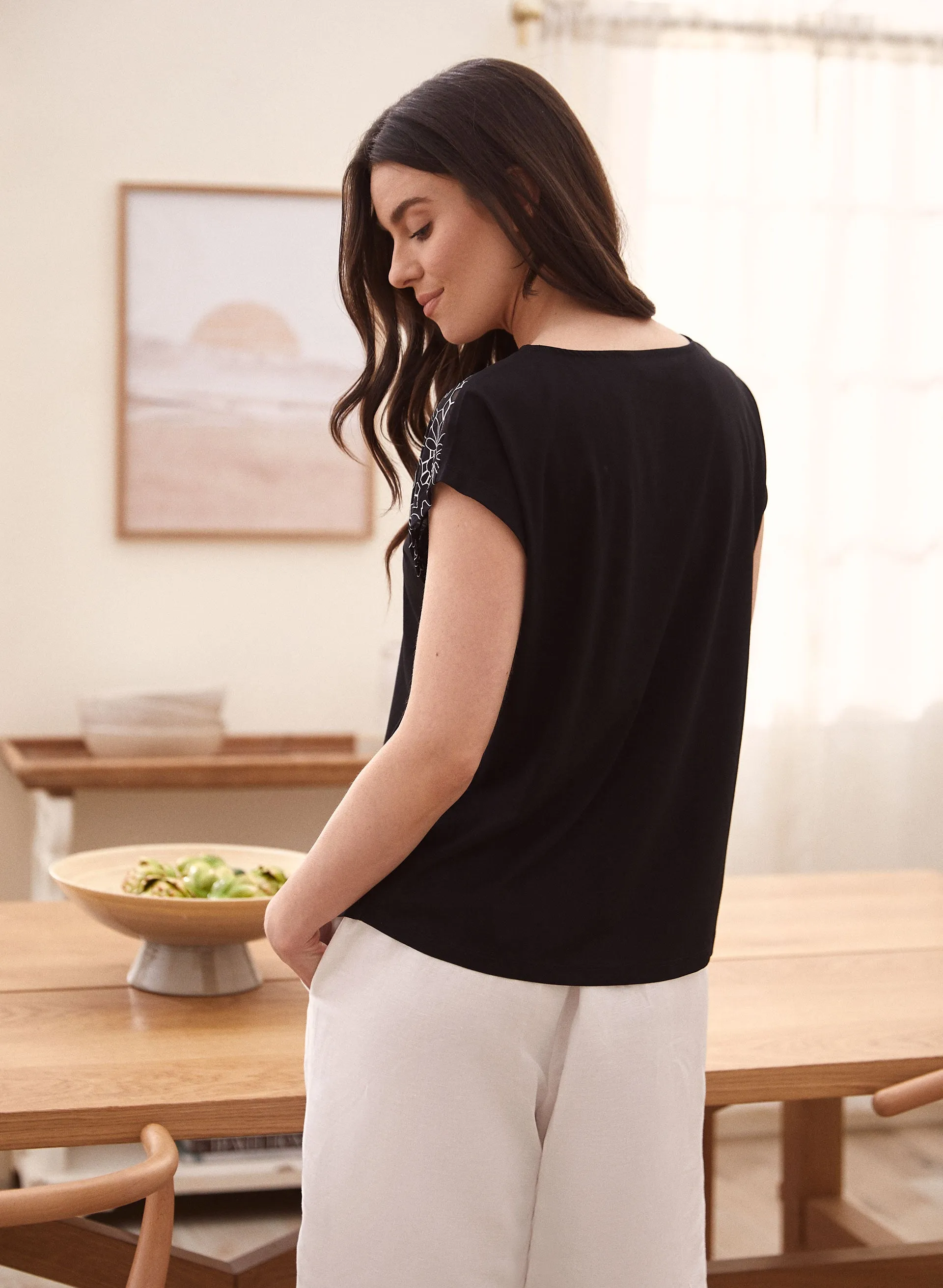 Sheer Detail Cotton Blend Tee sold by Laura product image thumbnail 4