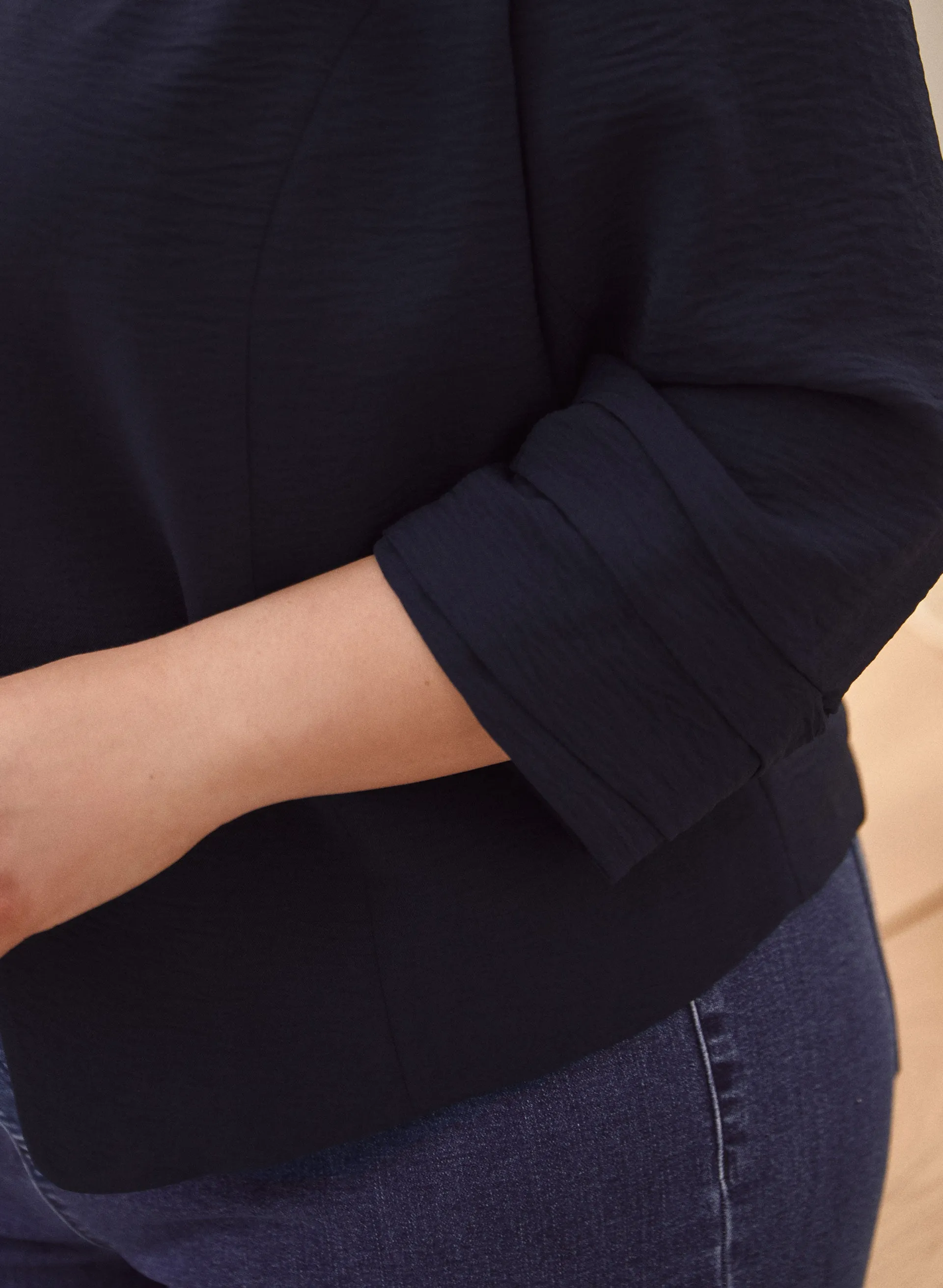 Pleated Sleeve Open Front Jacket sold by Laura product image thumbnail 4