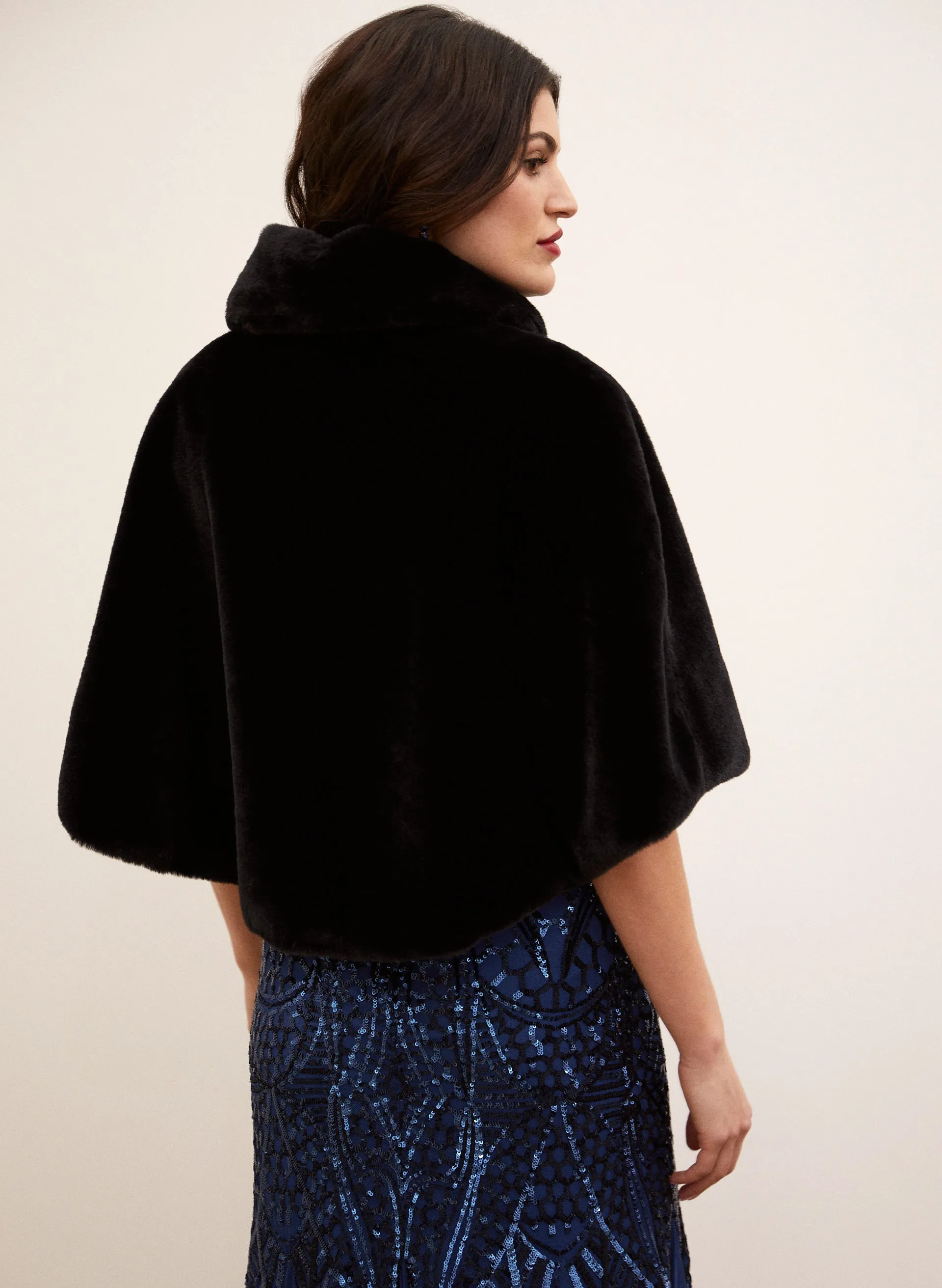 Brooch Detail Faux Fur Cape sold by Laura product image thumbnail 4