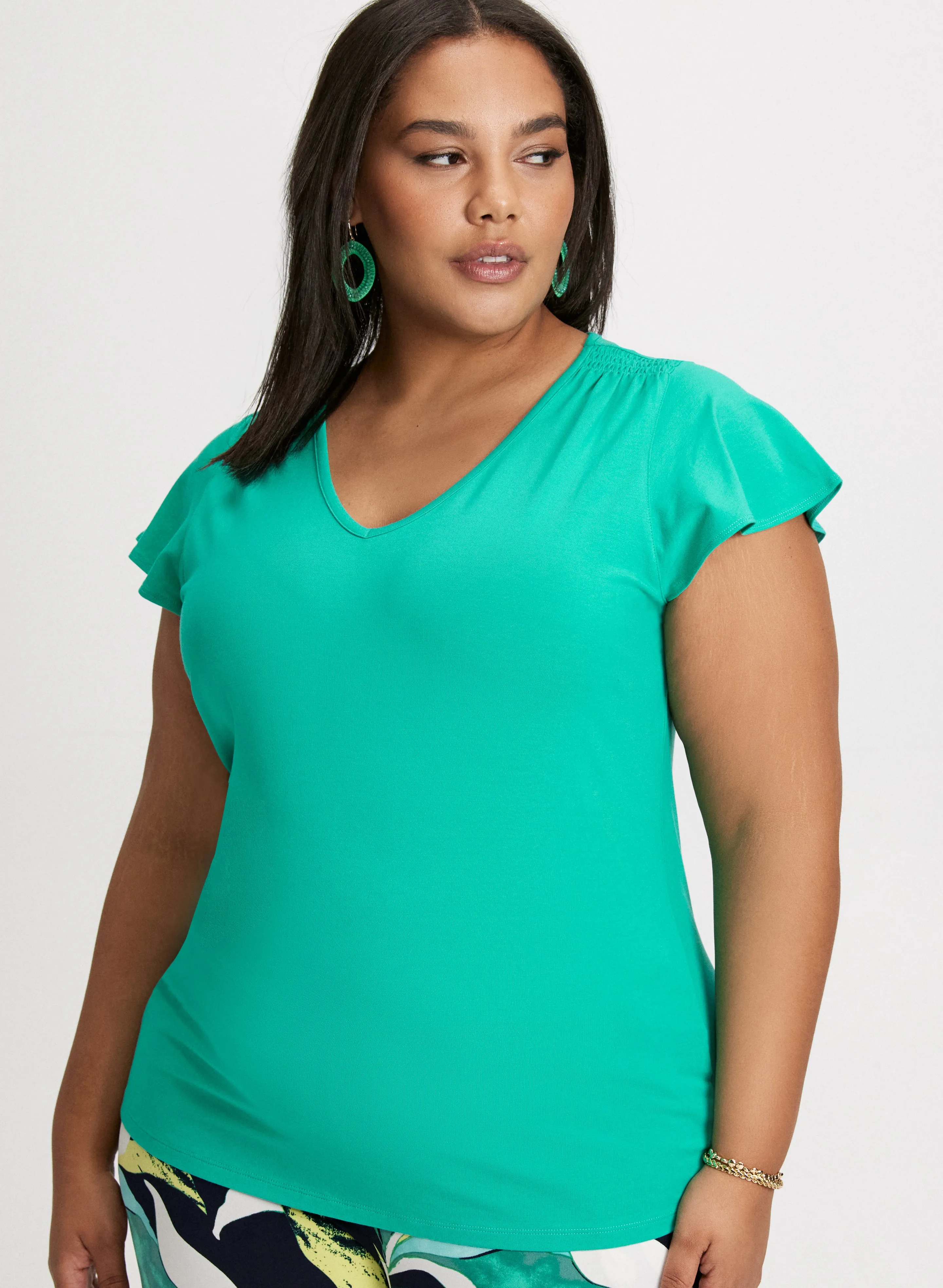 Ruched Detail Cap Sleeve T-Shirt sold by Laura product image thumbnail 5