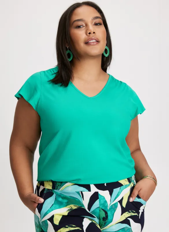 Ruched Detail Cap Sleeve T-Shirt sold by Laura