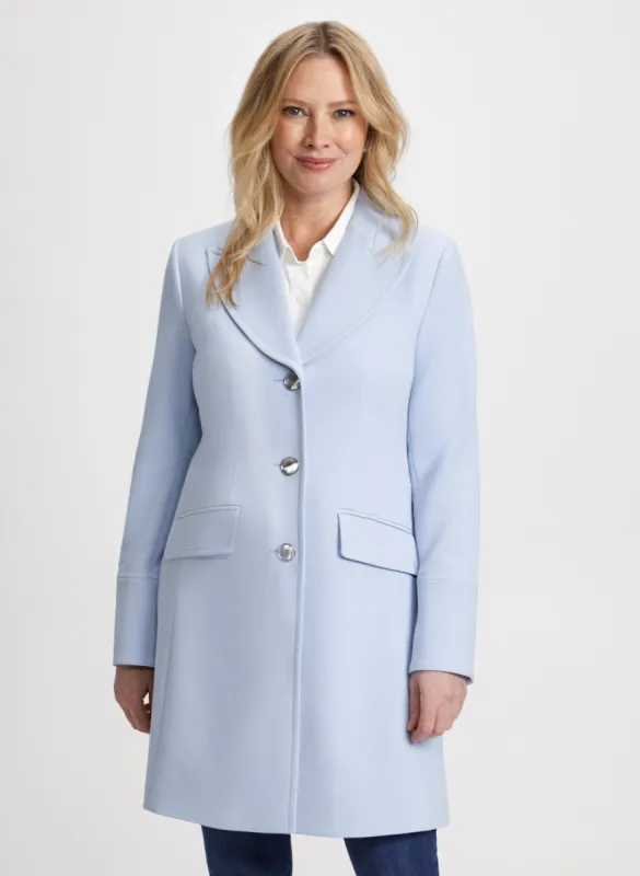 Button Front Tricotine Coat sold by Laura