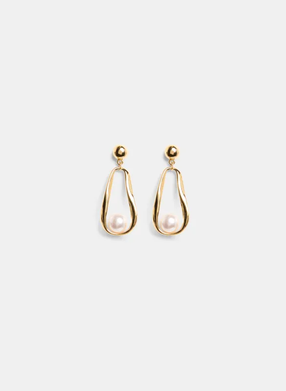 Open Teardrop Pearl Insert Earrings sold by Laura