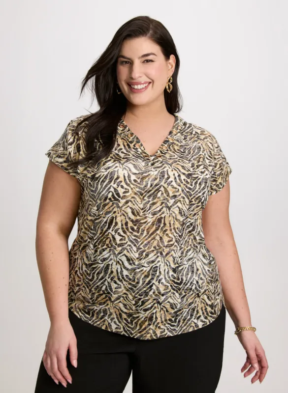 Animal Print Eyelet Tee sold by Laura