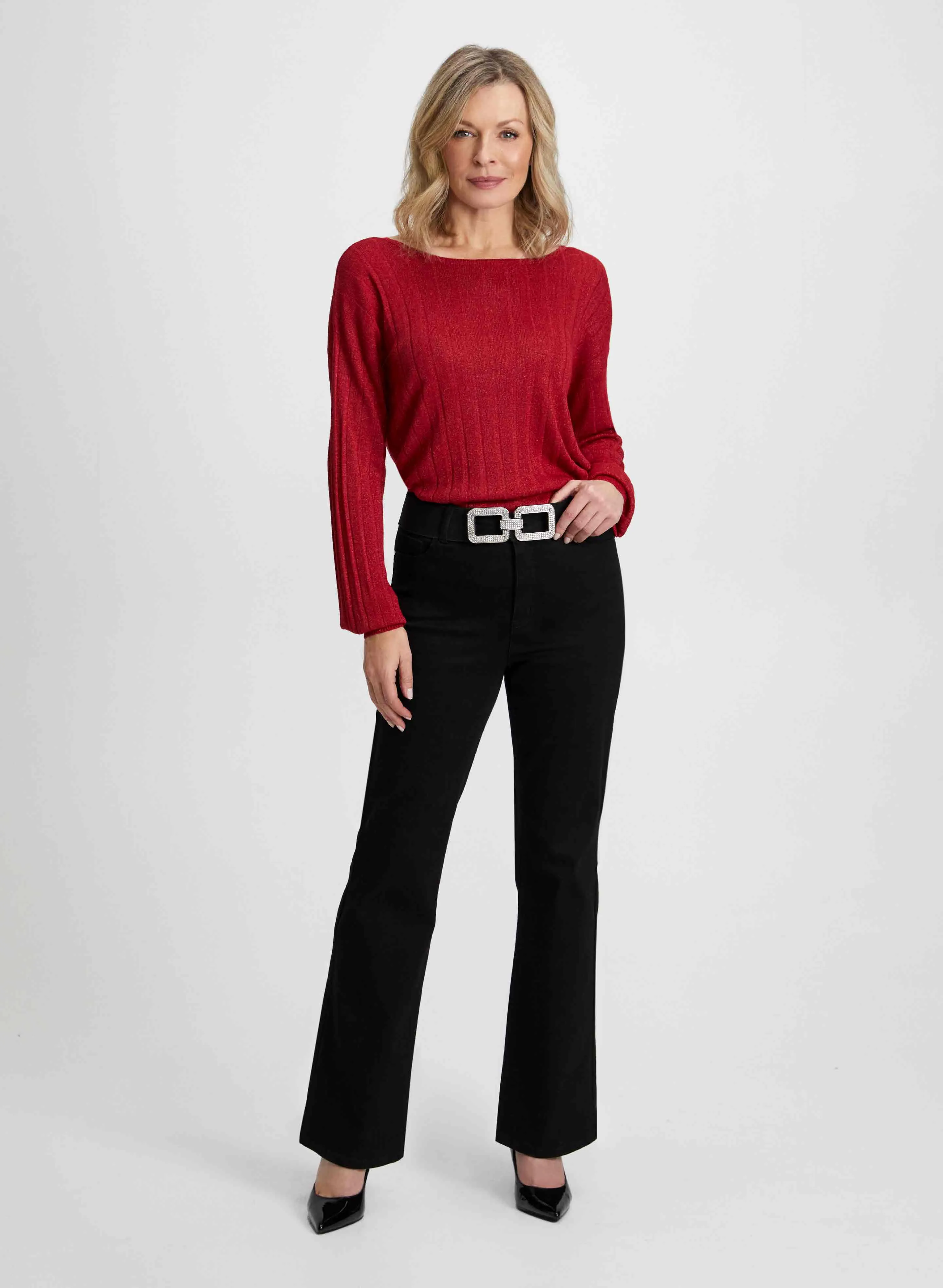 Linear Motif Sweater & Bootcut Jeans sold by Laura