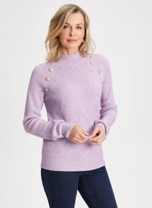 Button Detail Knit Sweater sold by Laura