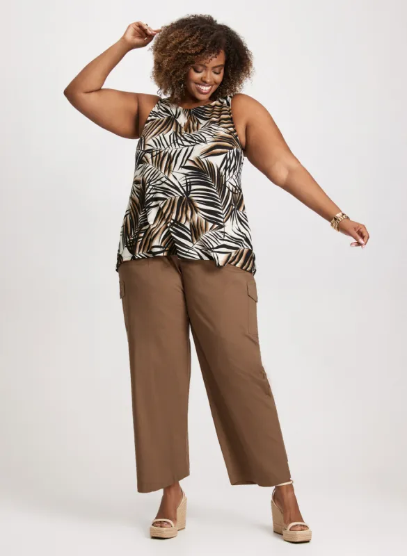 Leaf Print A-Line Top & Wide Leg Cargo Pants sold by Laura