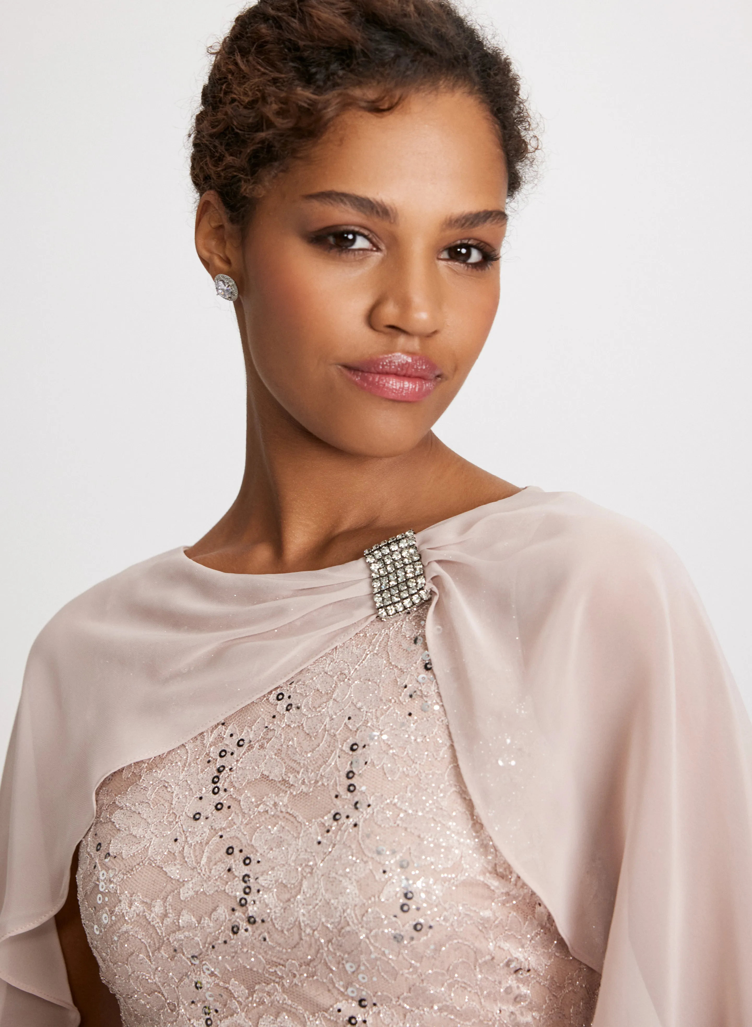 Glitter Lace Capelet Dress sold by Laura product image thumbnail 5