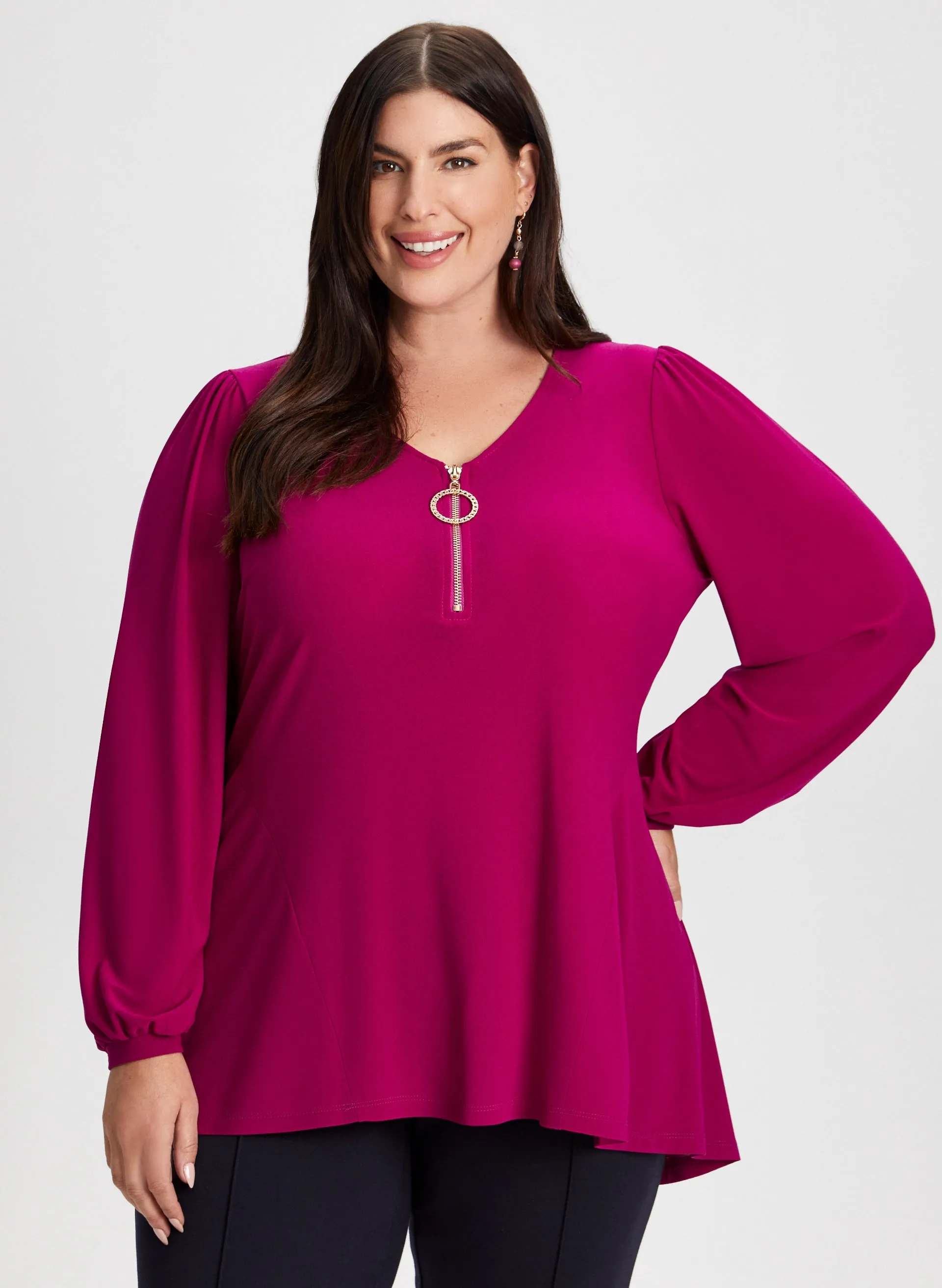 Zip Detail Tunic Top sold by Laura