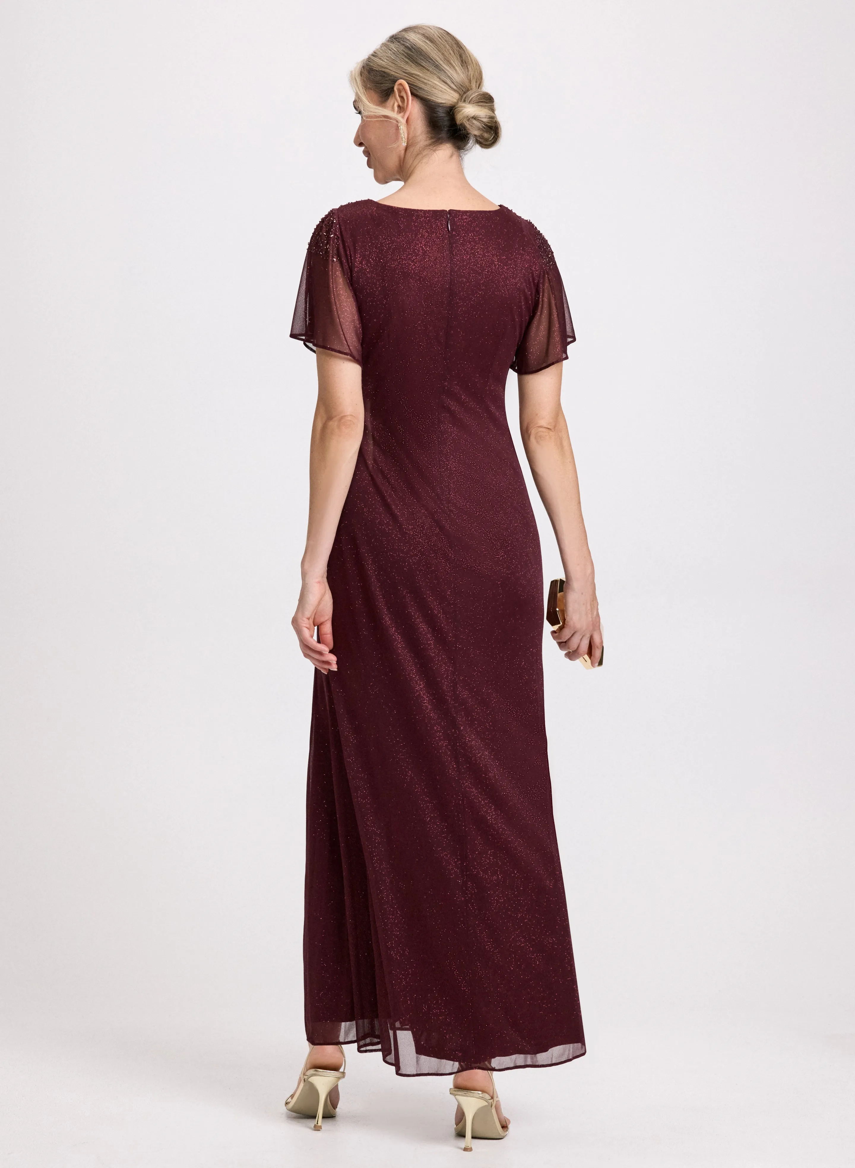 Bead Detail Flutter Sleeve Dress sold by Laura product image thumbnail 2