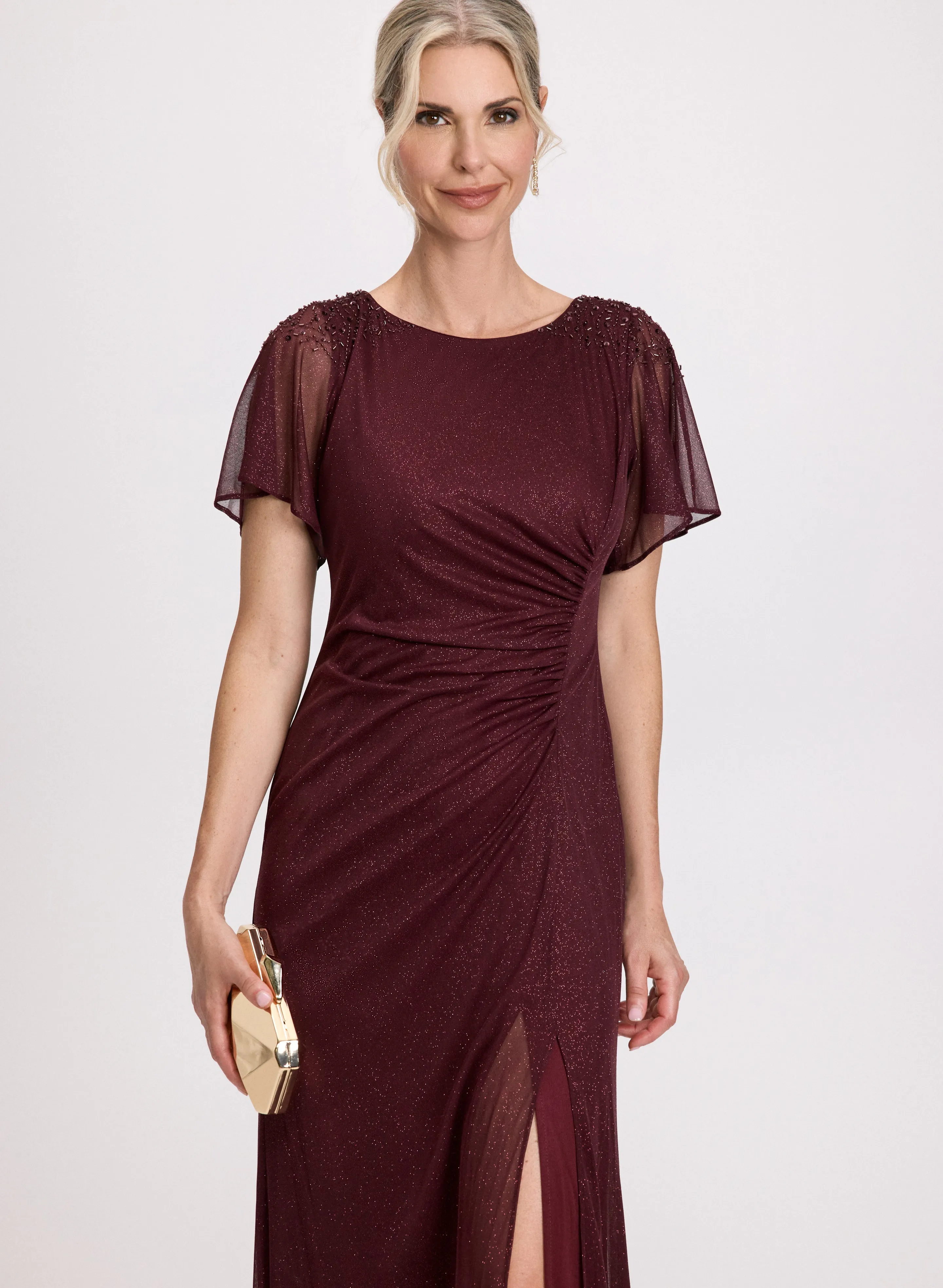 Bead Detail Flutter Sleeve Dress sold by Laura product image thumbnail 4