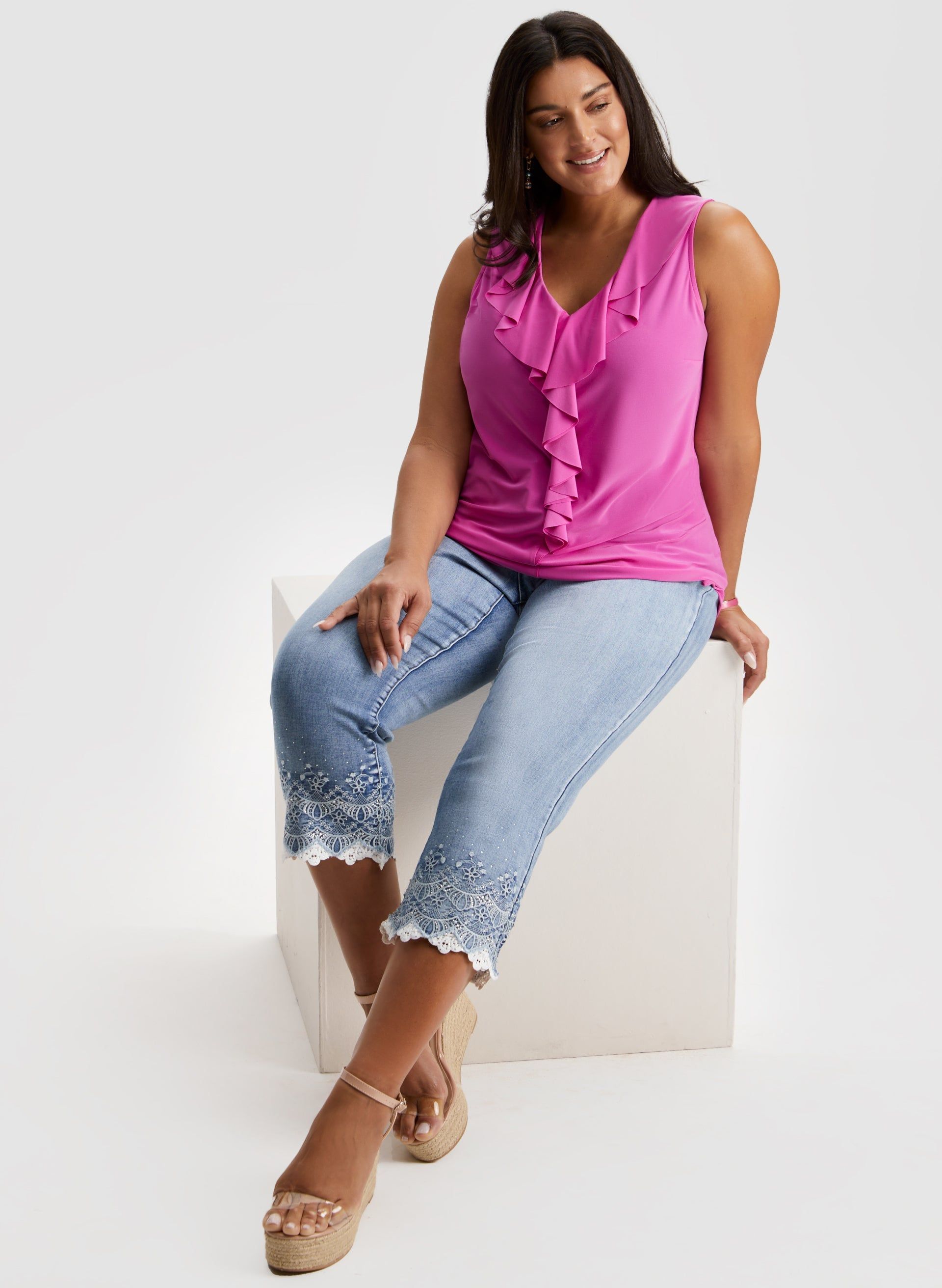 Ruffle Front Sleeveless Top sold by Laura product image thumbnail 4