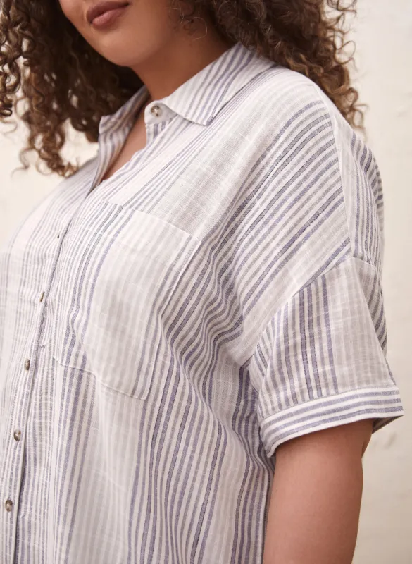 Dex - Stripe Print Linen Top sold by Laura