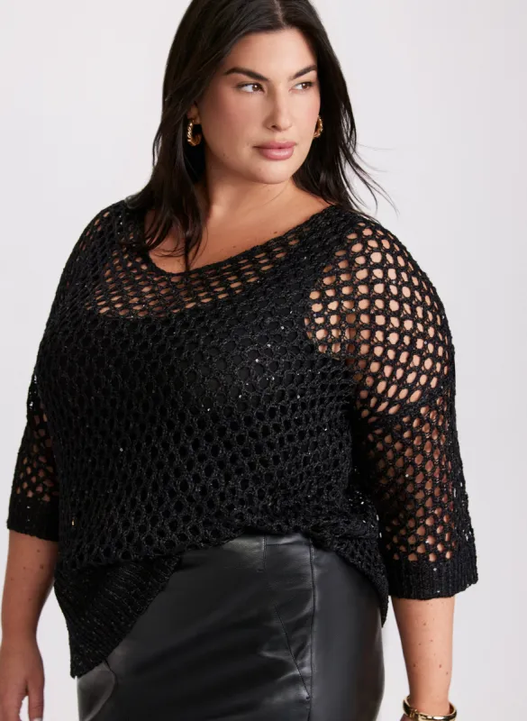 Joseph Ribkoff - Sequined Open Stitch Sweater sold by Laura