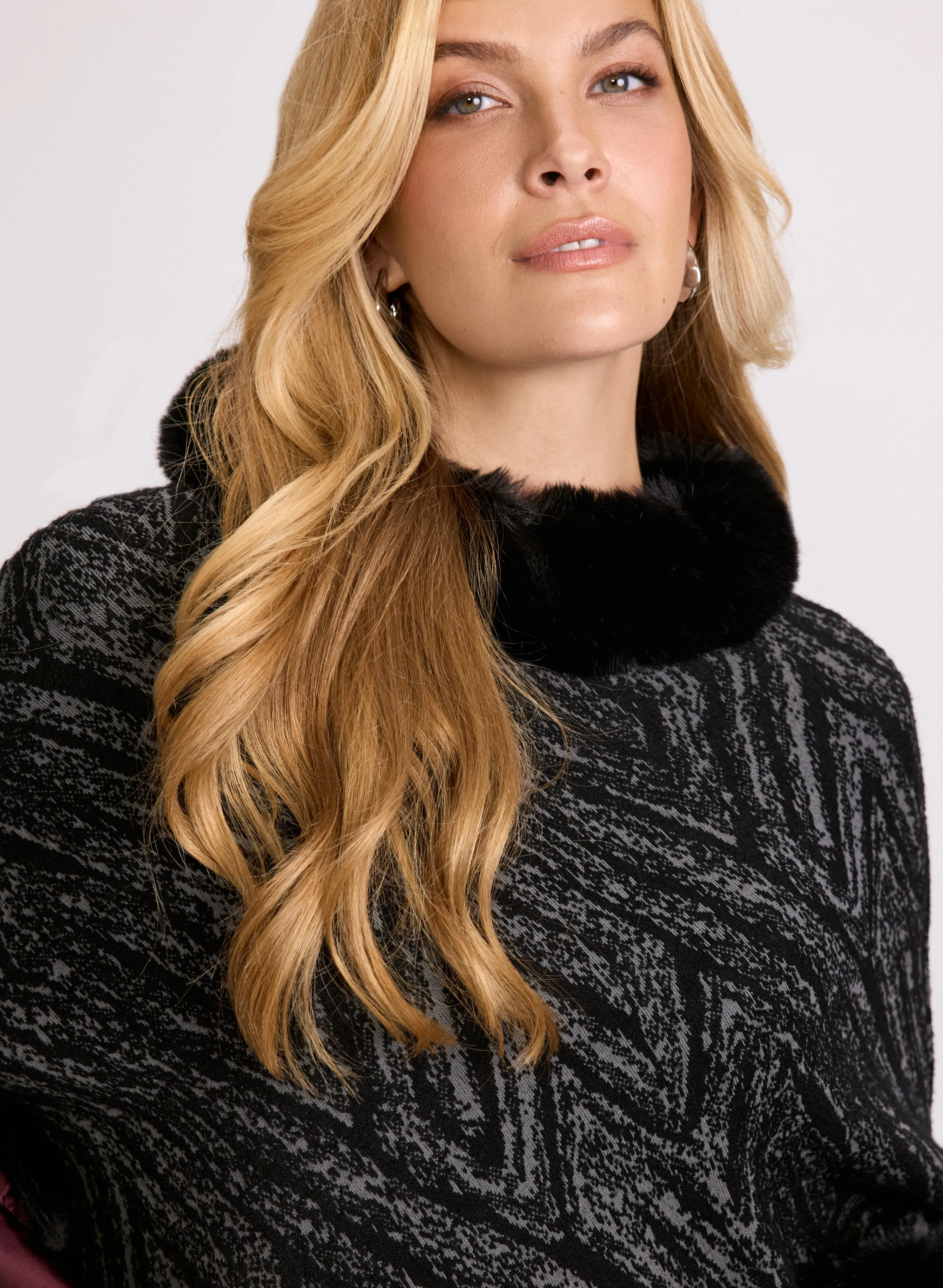 Faux Fur Trim Popover Poncho sold by Laura product image thumbnail 2