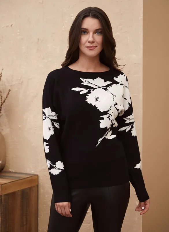 Contrast Floral Motif Sweater sold by Laura