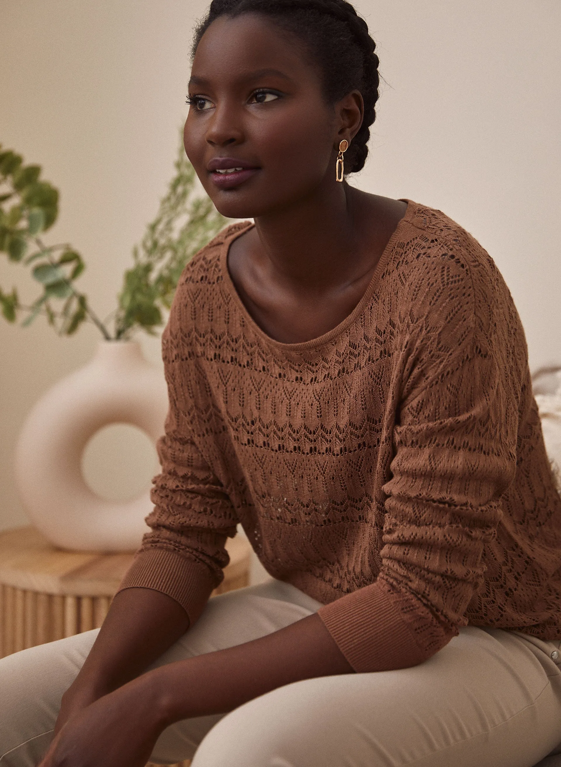 Long Sleeve Pointelle Knit Top sold by Laura product image thumbnail 3