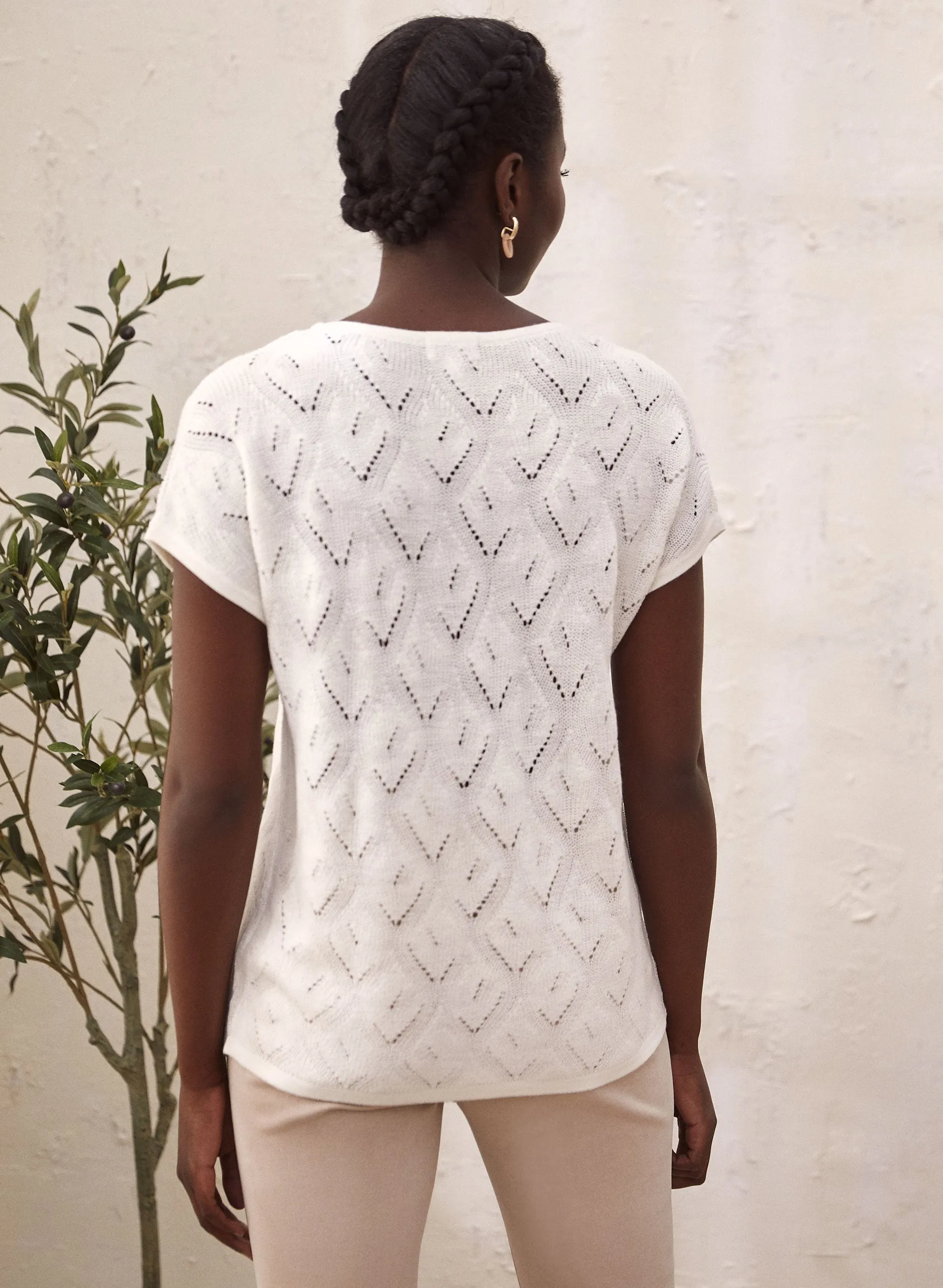 Short Sleeve Pointelle Knit Top sold by Laura product image thumbnail 2